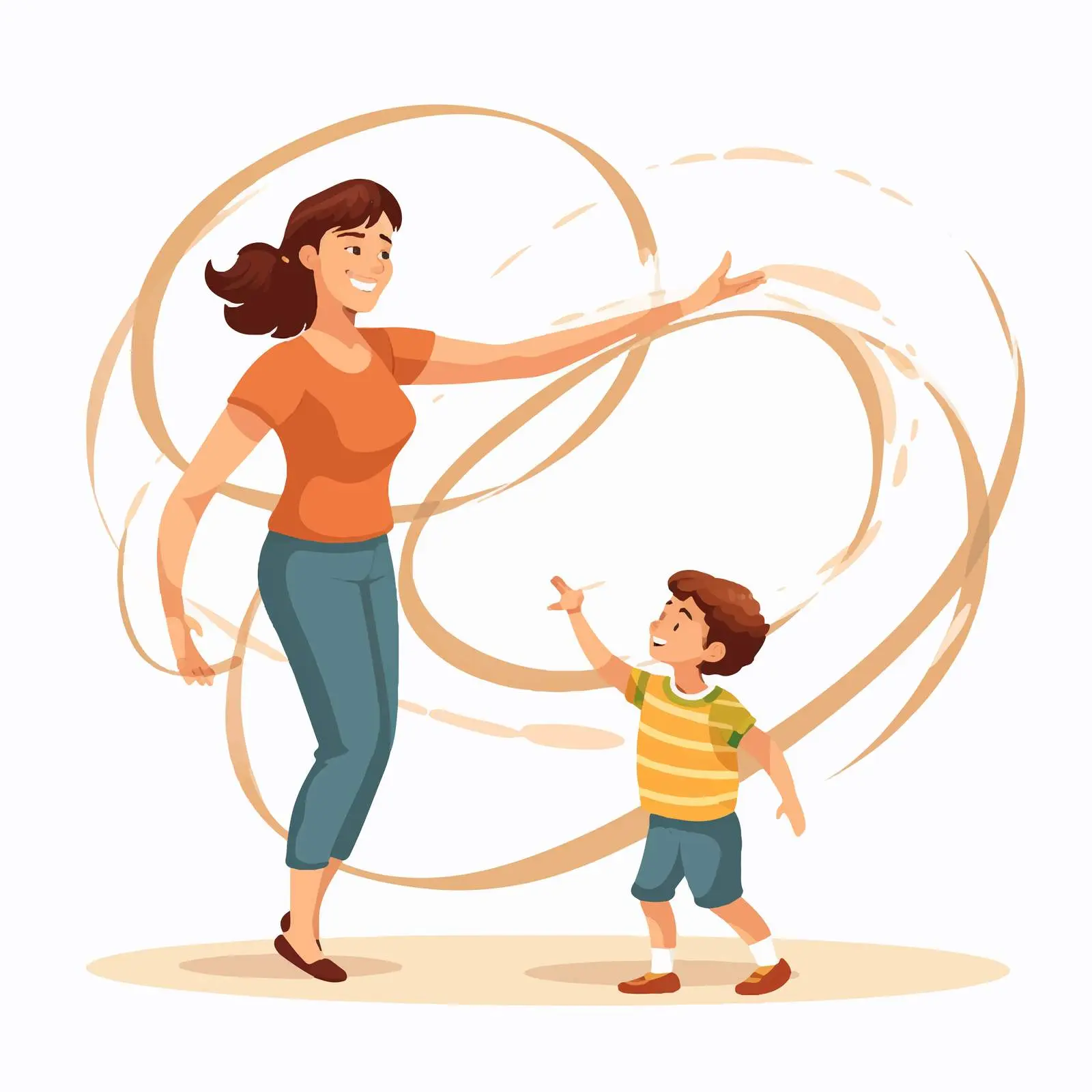 Mother and Son Twirling Hula Hoops Together — free download from Dotvec