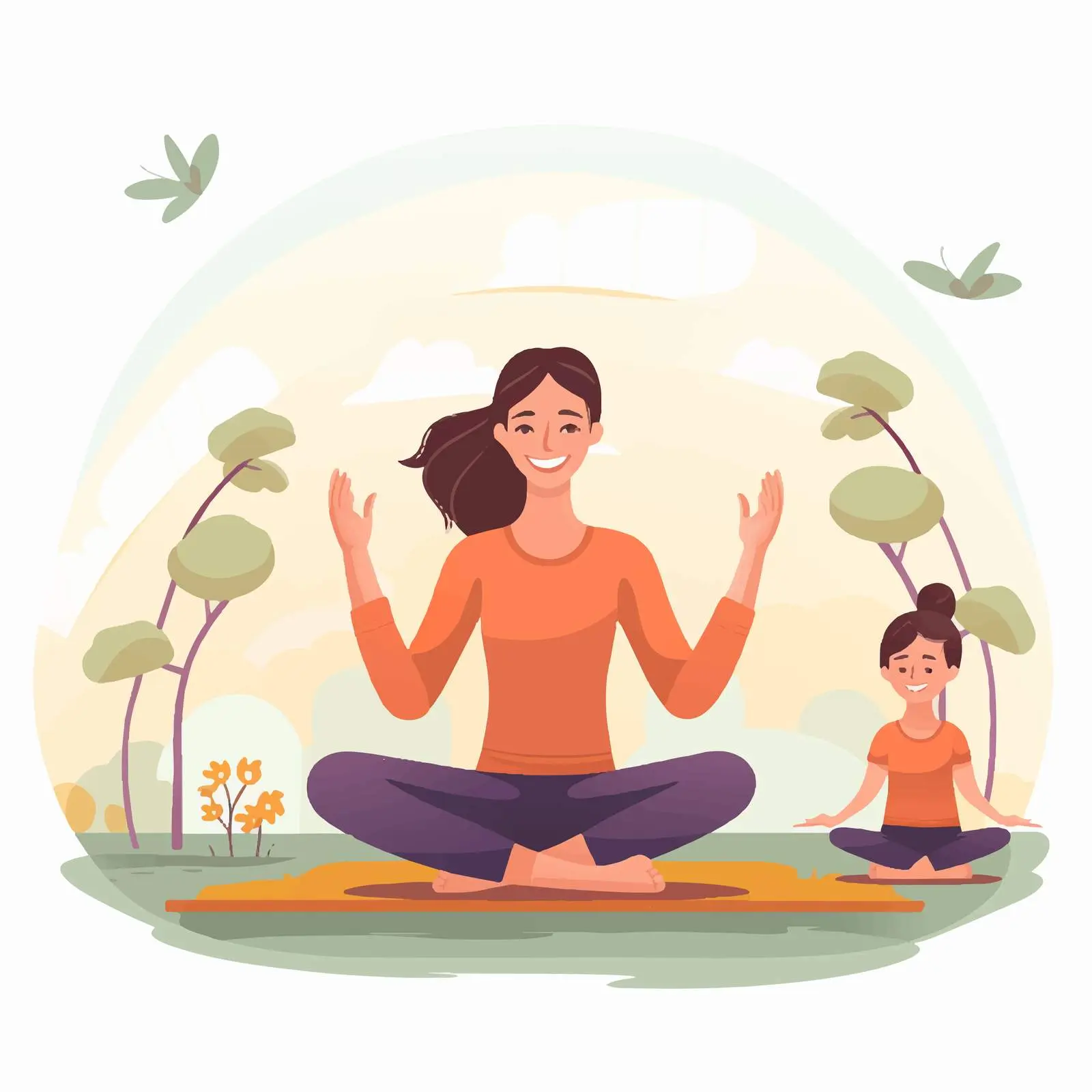 Mother and Child Practicing Outdoor Yoga Together — free download from Dotvec