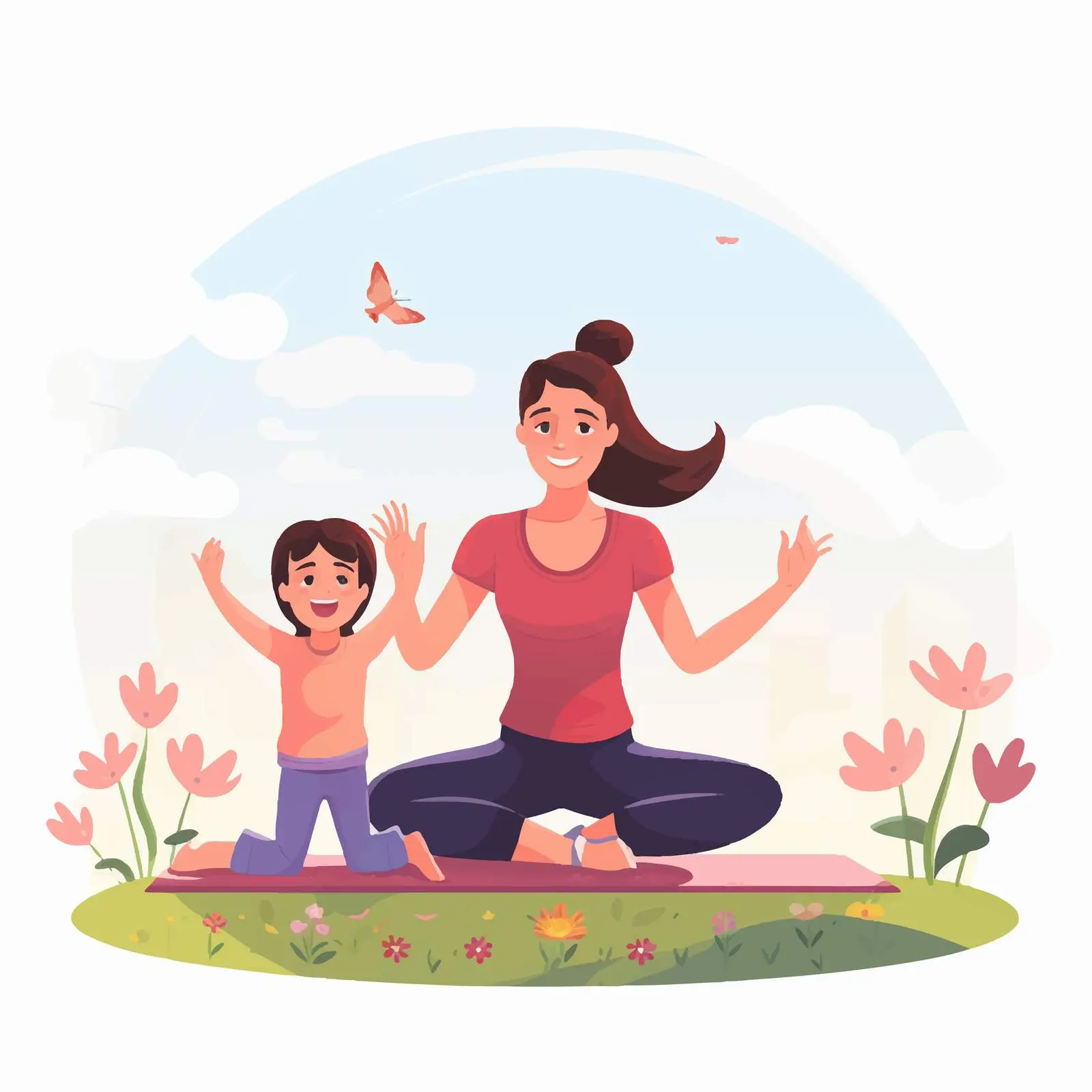 Mother and Child Yoga in Nature — free download from Dotvec