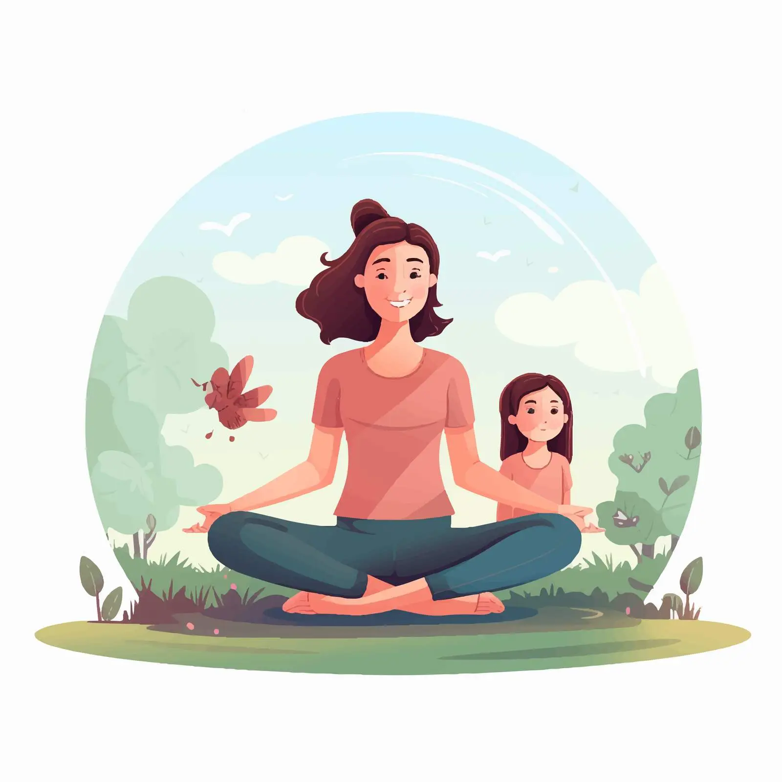 Mother and Child Practicing Yoga Outdoors — free download from Dotvec