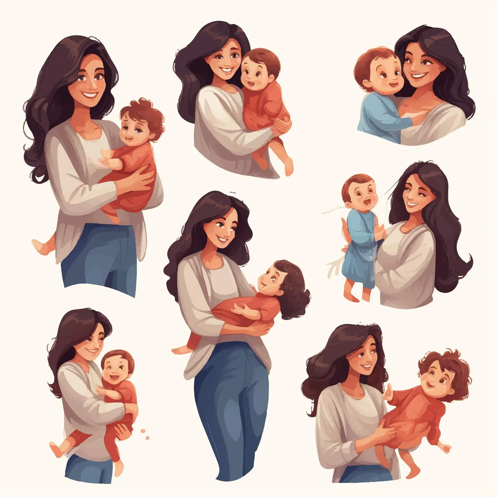 Mother and Child Activities Illustration Vector — free download from Dotvec