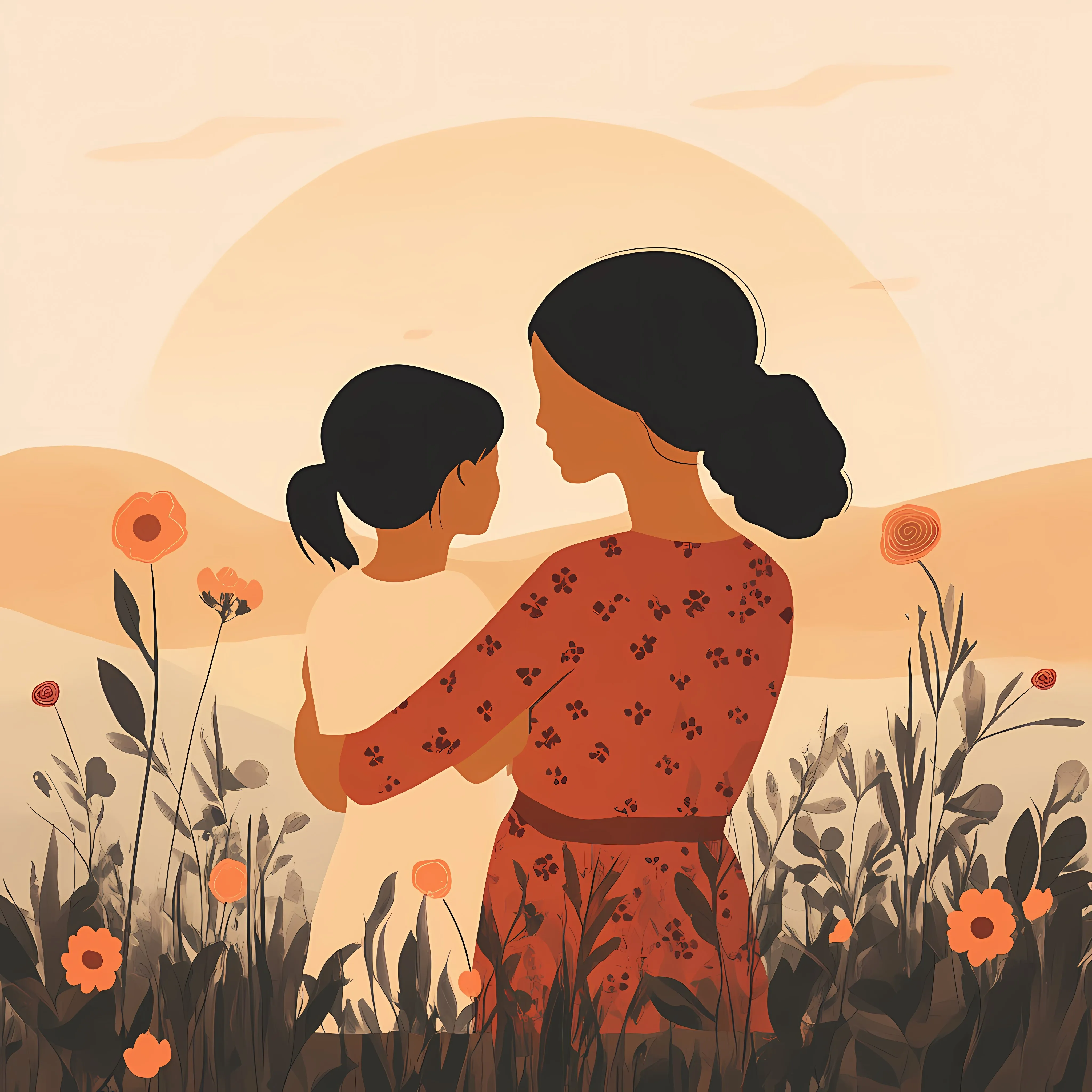 Mother and Daughter Embrace at Sunset — free download from Dotvec