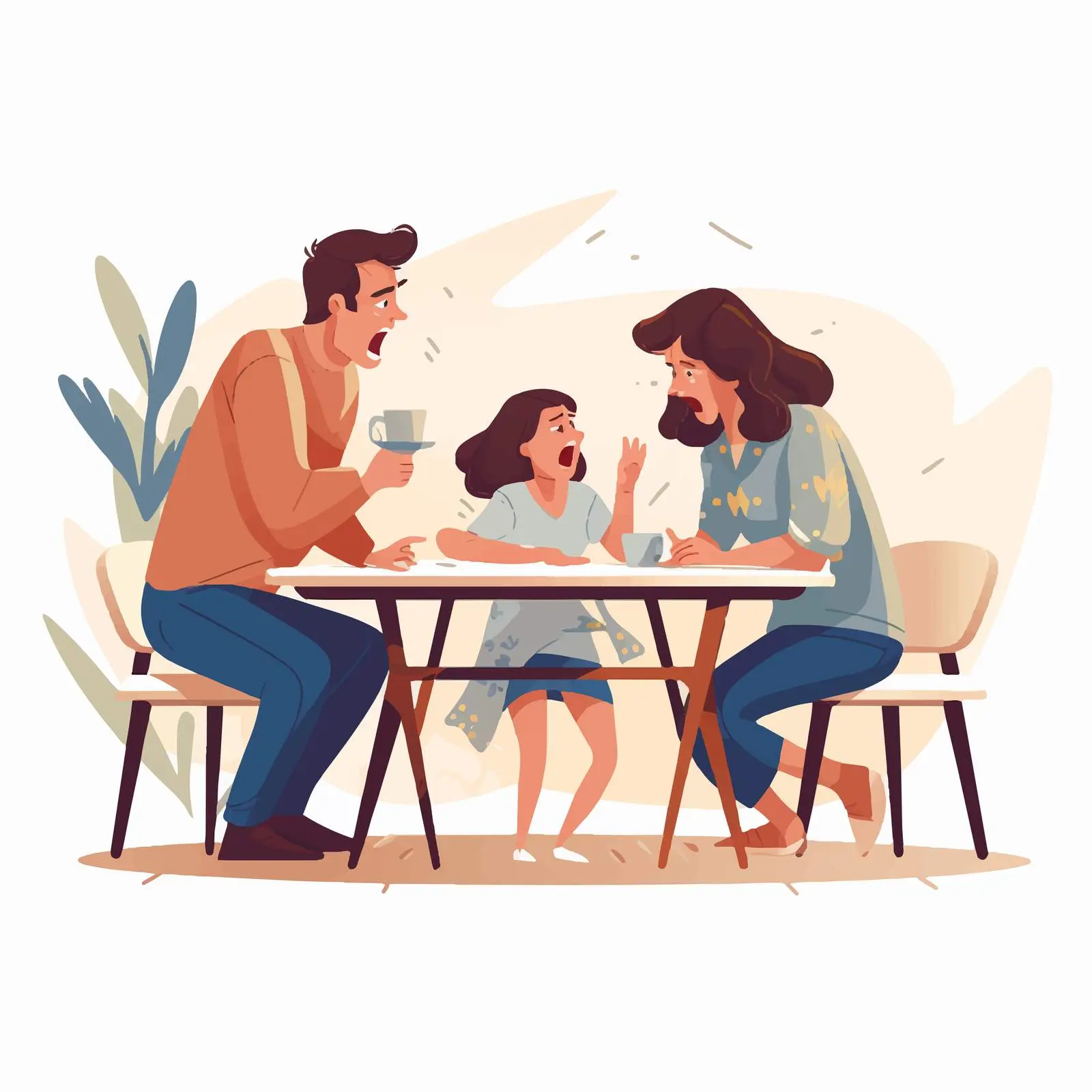 Parents Quarreling in Front of Child Illustration — free download from Dotvec