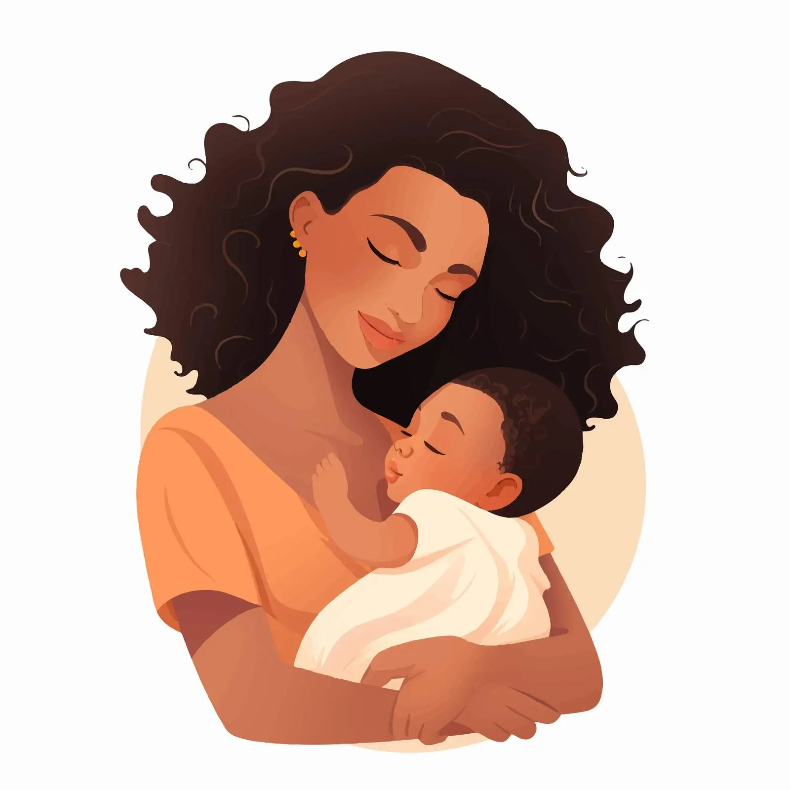 Happy African American Mom with Newborn Baby – free first time image from Dotvec