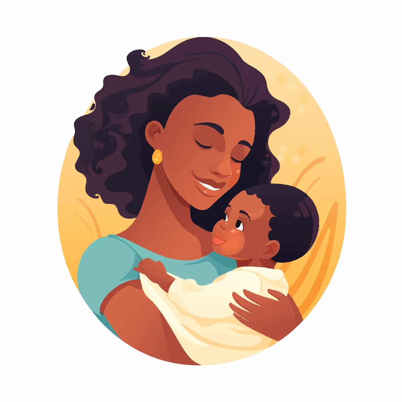Happy African American Mom with Newborn Baby — free download from Dotvec