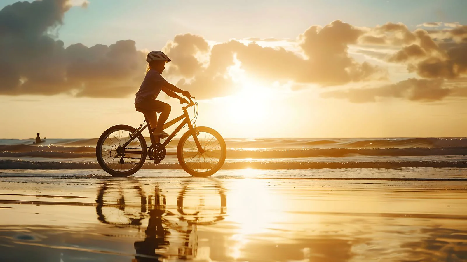 Family biking on beach rental bicycle — free download from Dotvec
