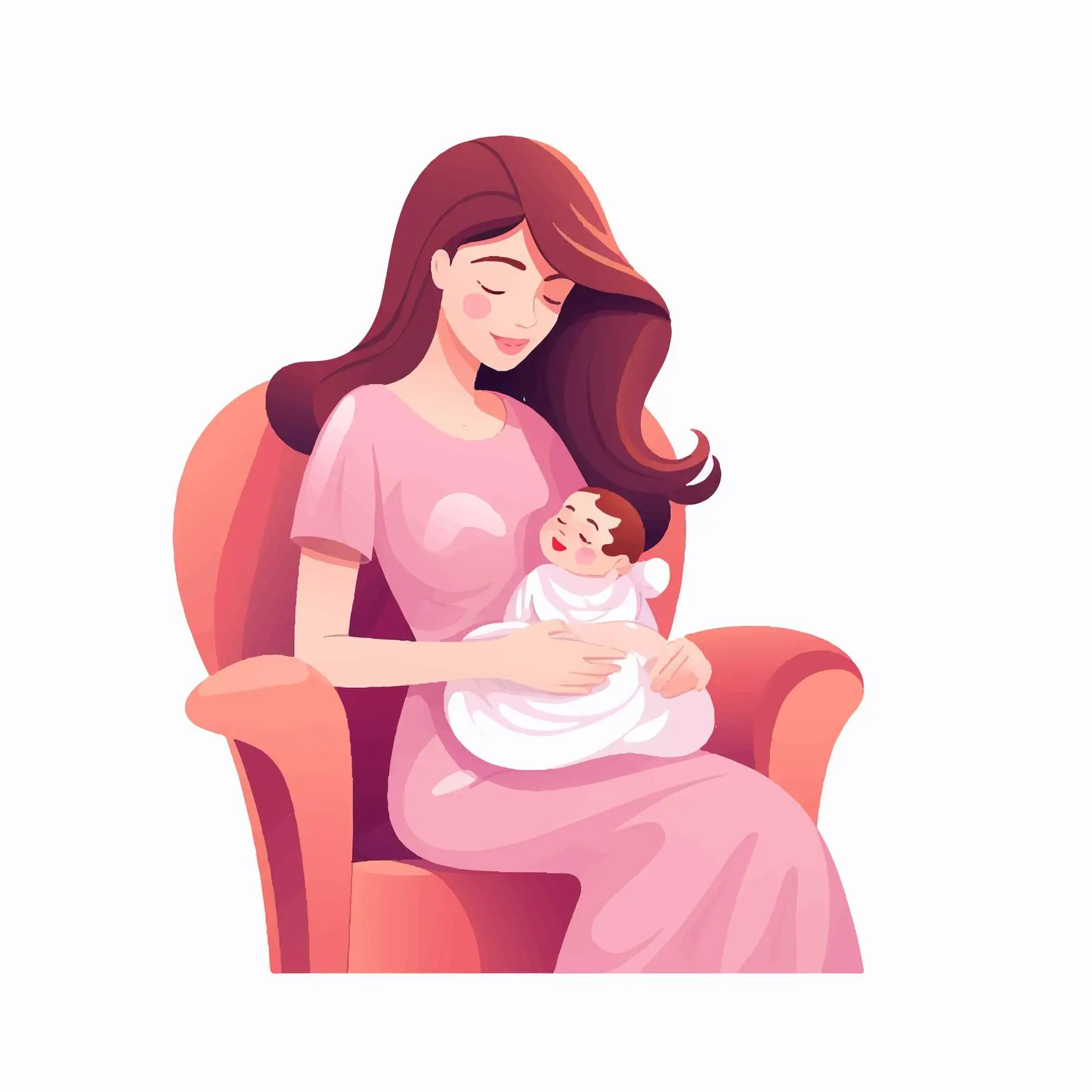 Woman Bottle Feeding Baby in Pink Dress — free download from Dotvec