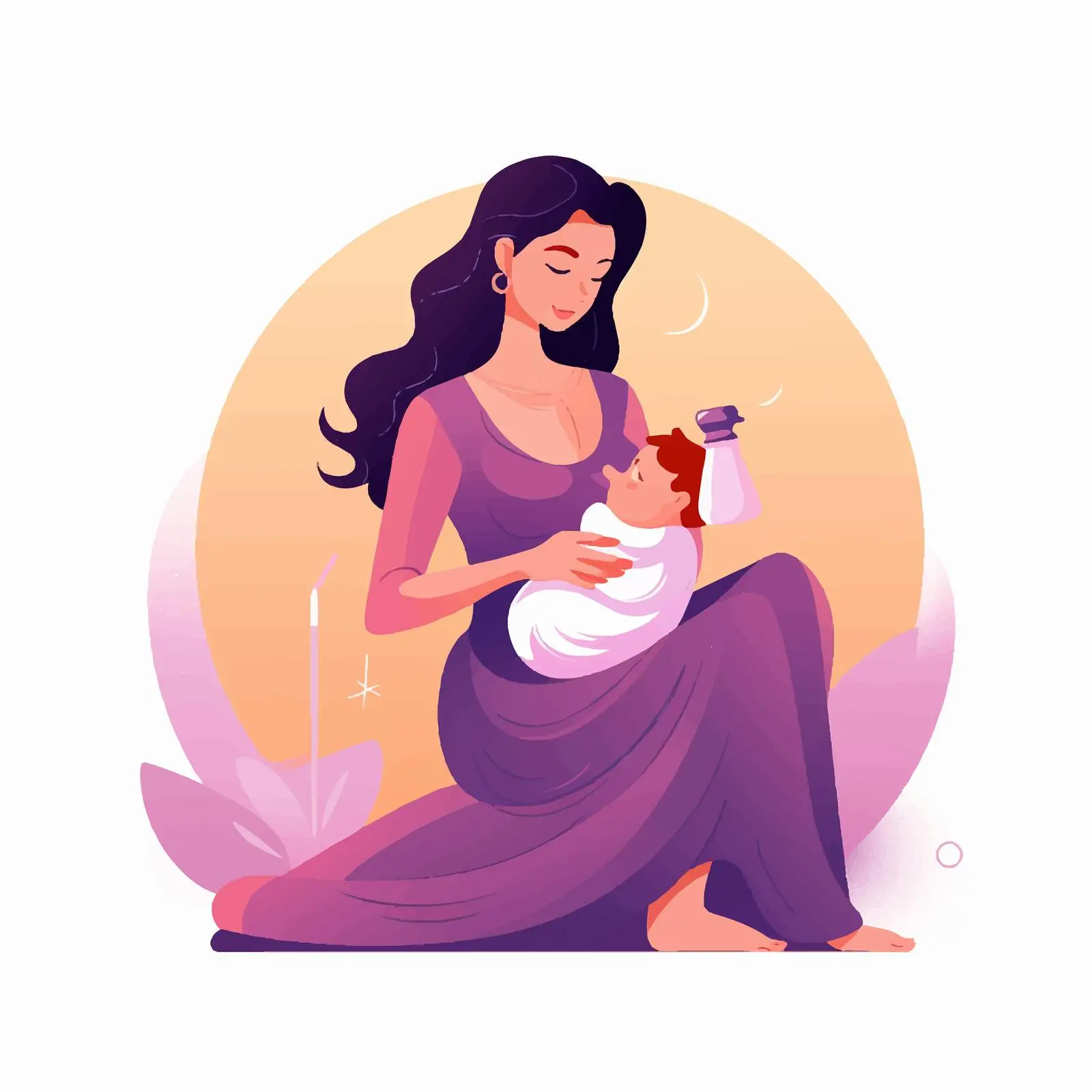 Mother Bottle Feeding Baby in Pink Dress — free download from Dotvec
