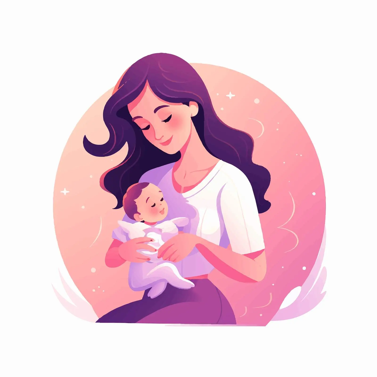 Mother Bottle Feeding Baby in Pink Dress — free download from Dotvec