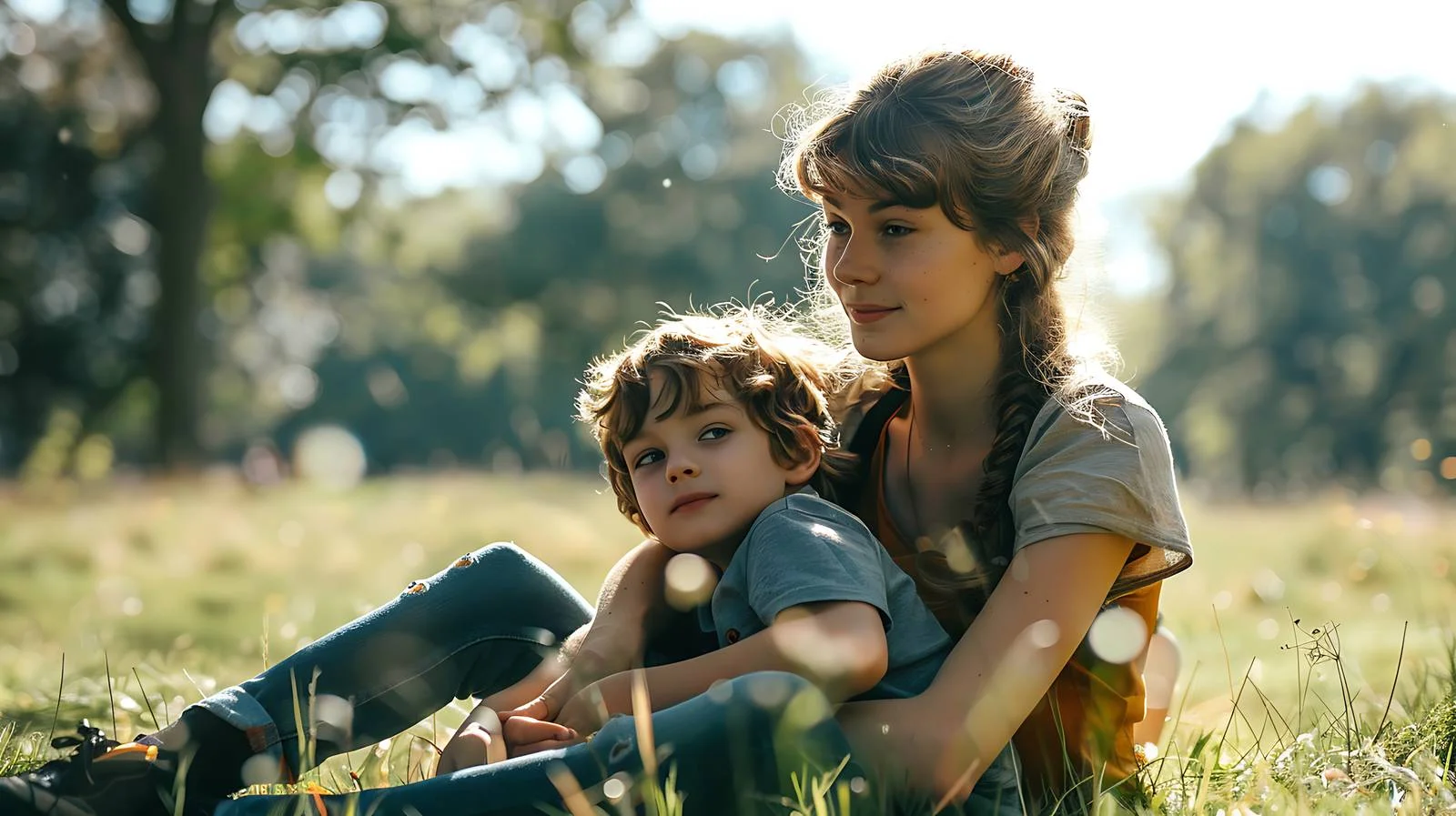 Mother and Son Bonding in Sunny Park — free download from Dotvec