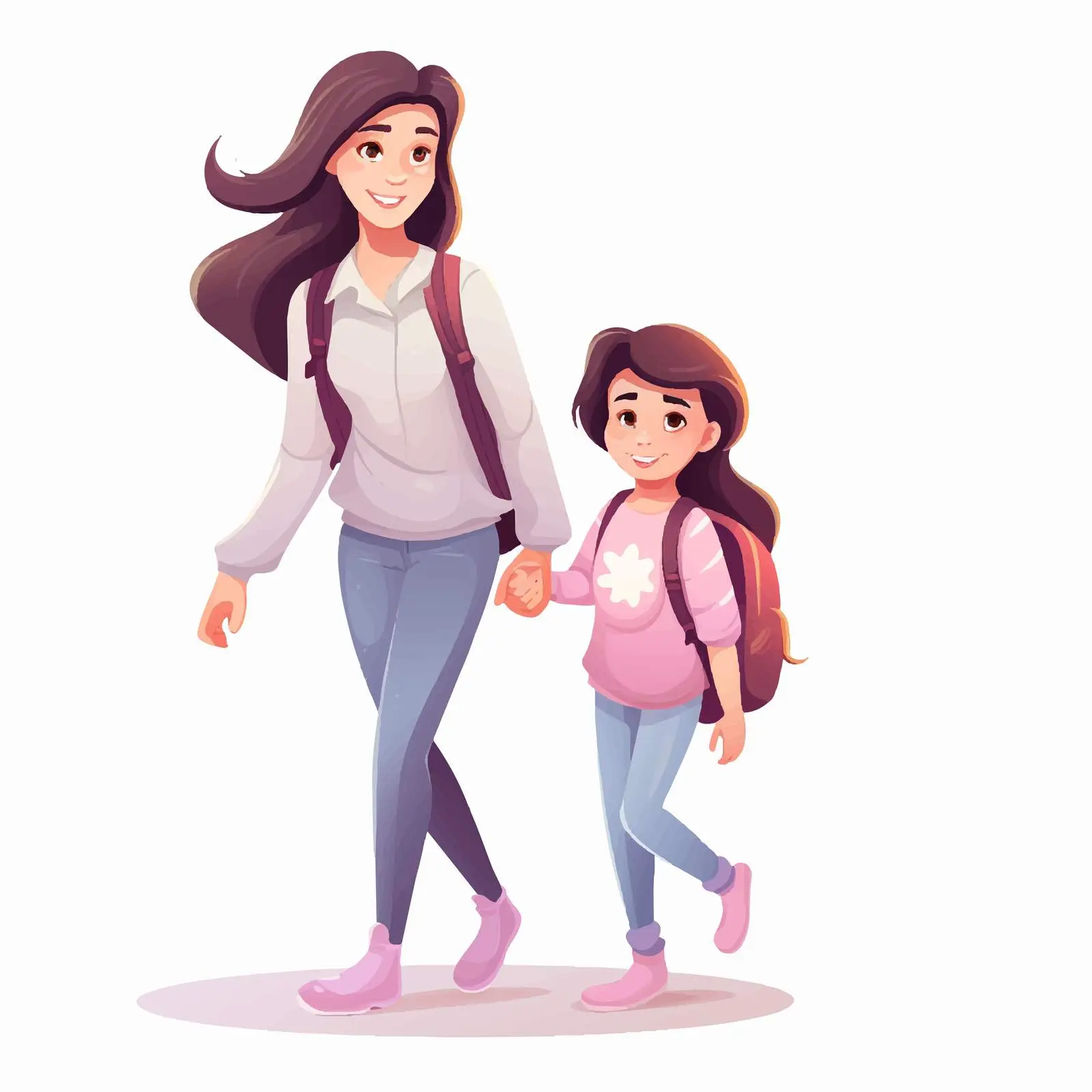 Mother Accompanying Daughter to School — free download from Dotvec