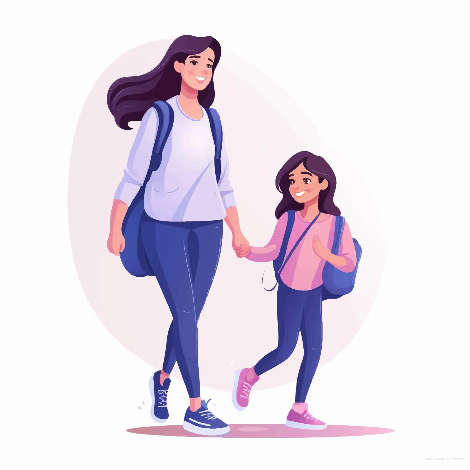 Mother and Daughter Walking to School — free download from Dotvec