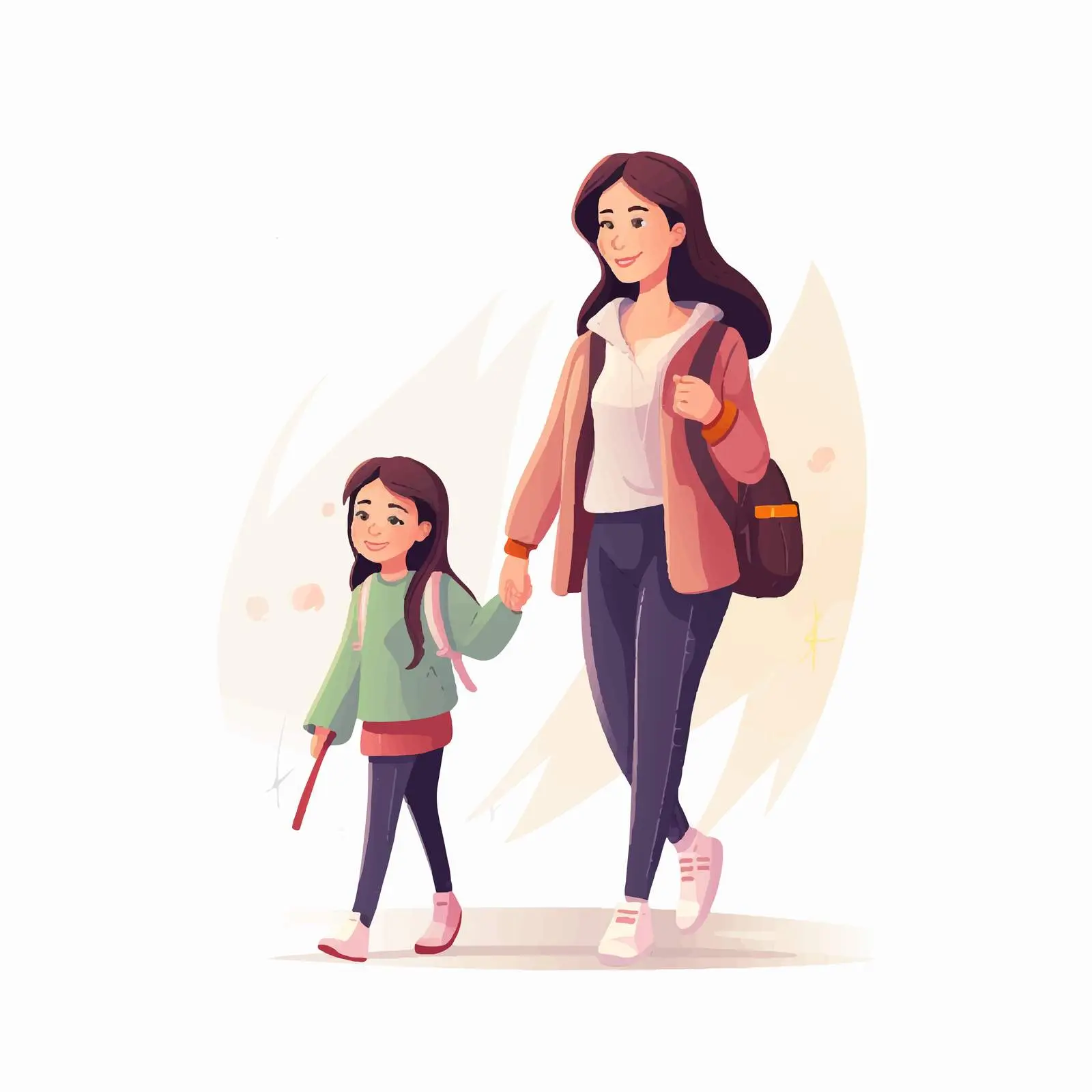 Mother and Daughter Walking to School — free download from Dotvec