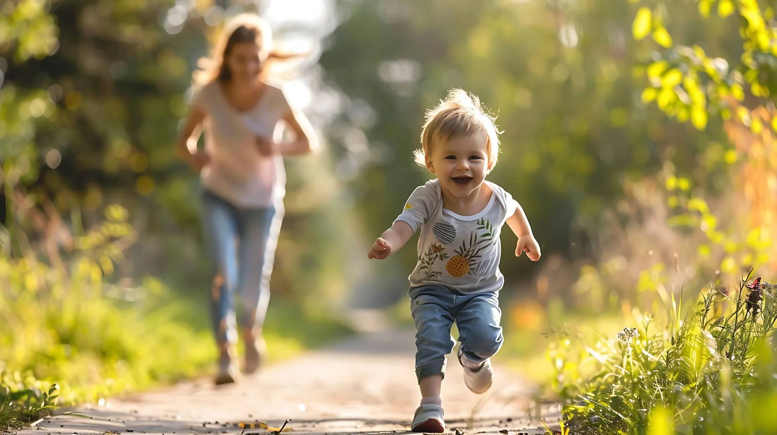 Cheerful Toddler and Mother Enjoying Outdoors — free download from Dotvec