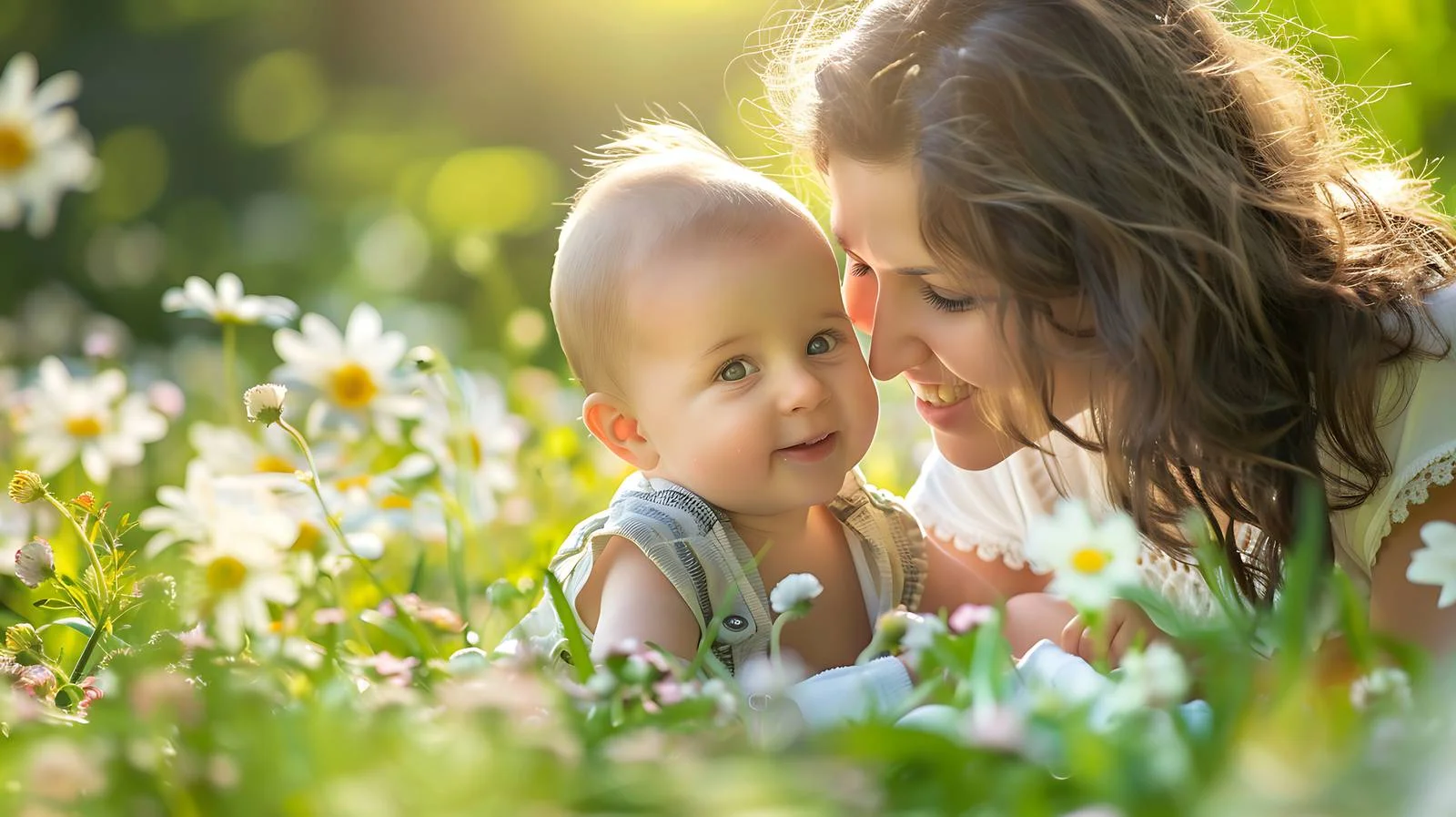 Mother and baby enjoying garden solitude — free download from Dotvec