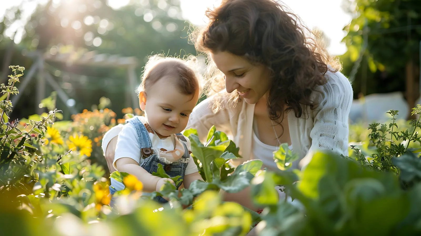 Serene Mother and Baby in Garden Oasis — free download from Dotvec