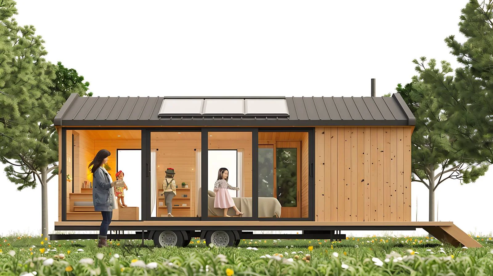 Serene mother and daughter on lush lawn — free download from Dotvec