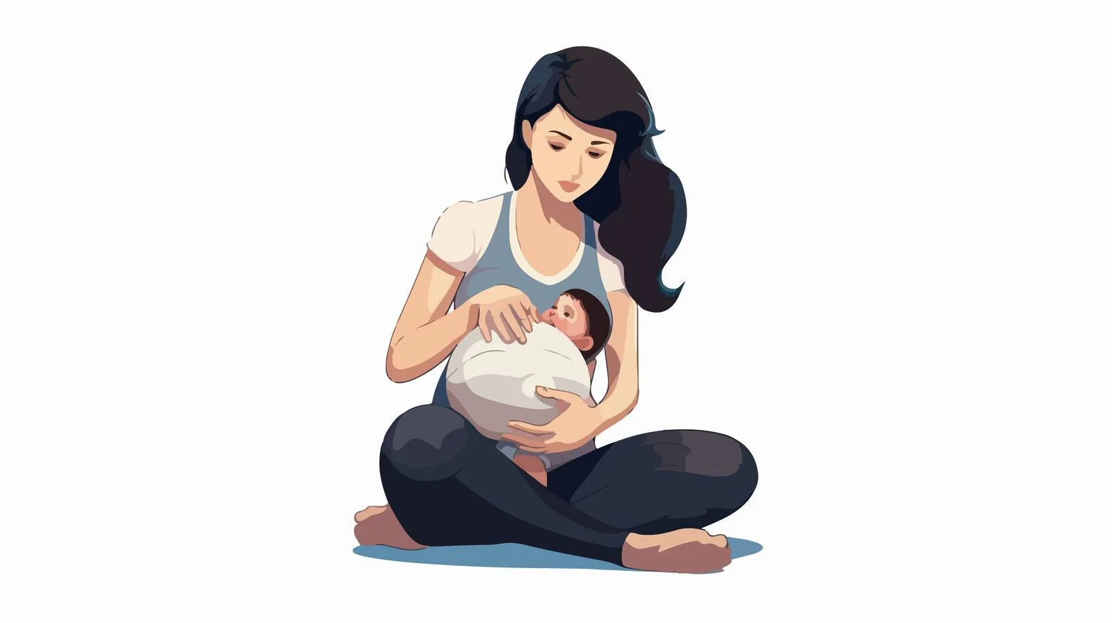 Mother Breastfeeding Baby with Pose Named Football — free download from Dotvec