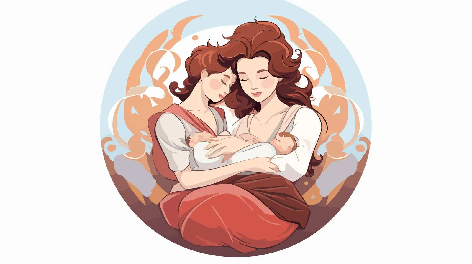 Nurturing twins with breastfeeding pose — free download from Dotvec