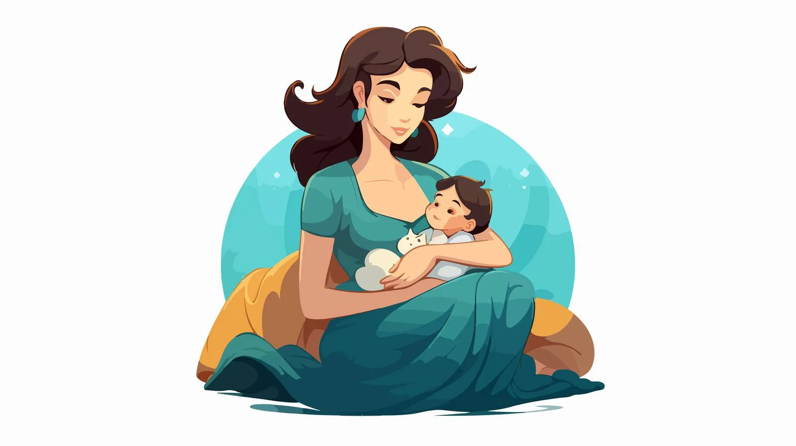 Mother Breastfeeding Twins in Relaxing Pose — free download from Dotvec