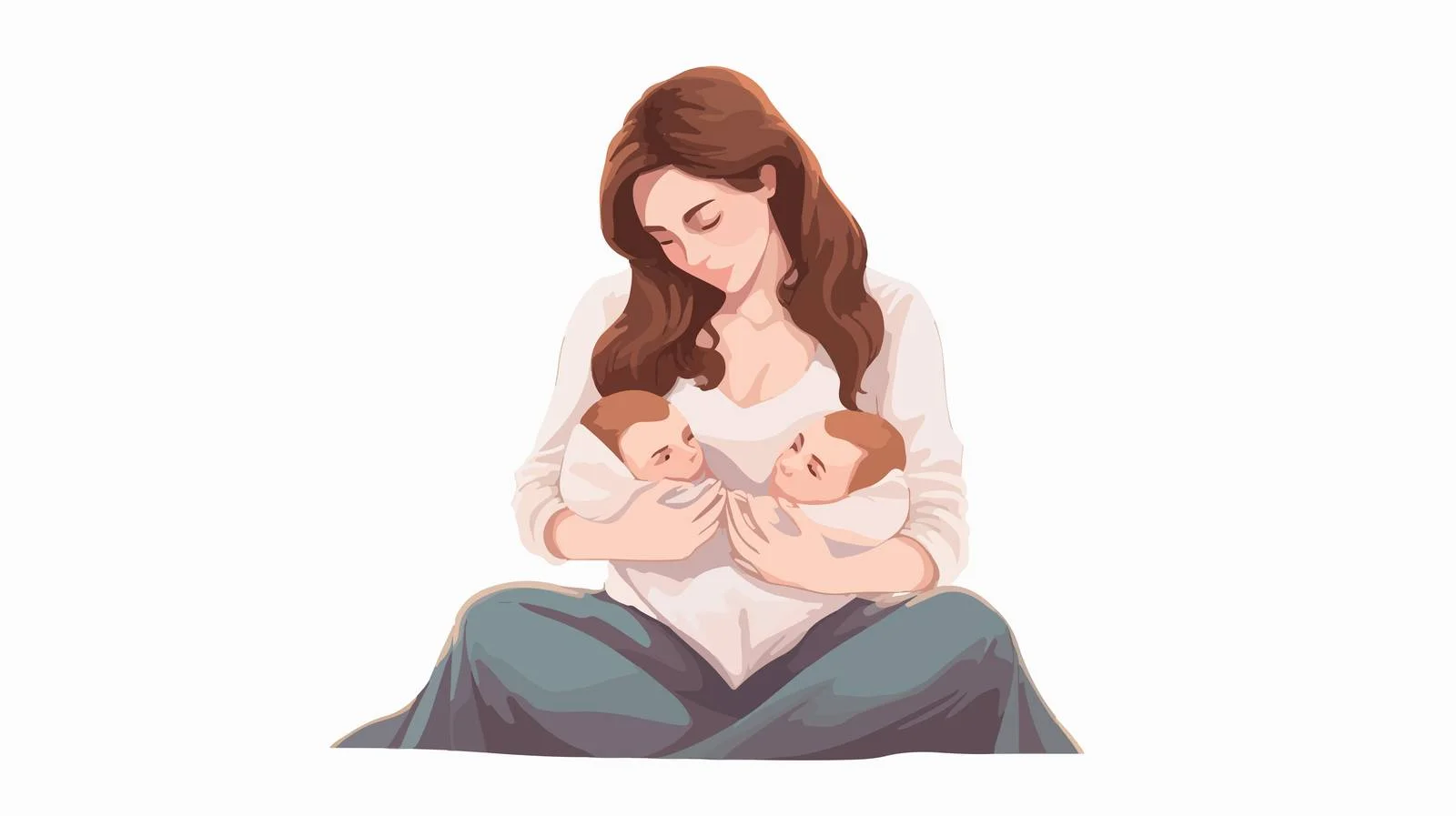 Twin Infants Breastfeeding Pose — free download from Dotvec