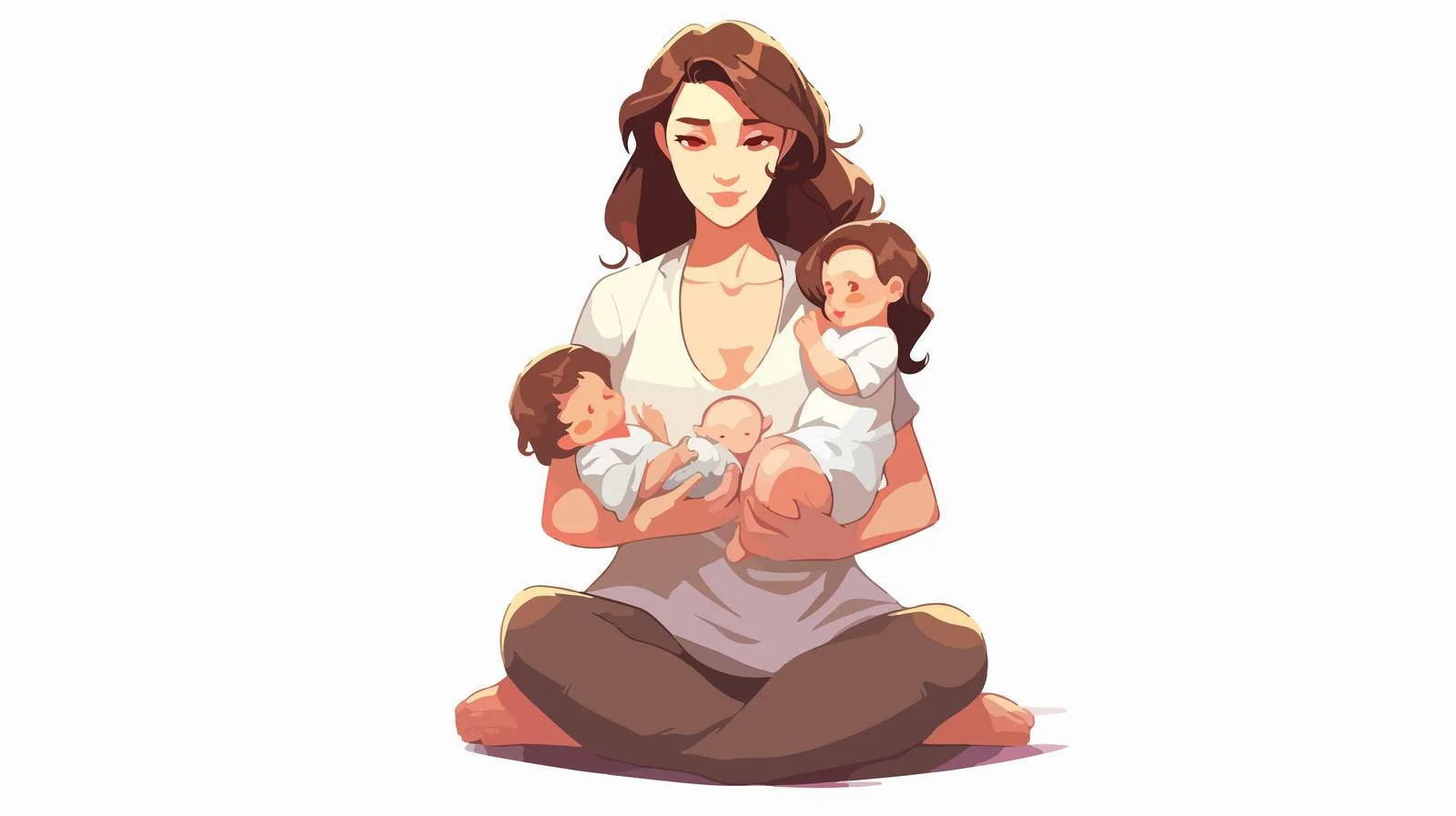 Nurturing Twins: Breastfeeding Pose — free download from Dotvec