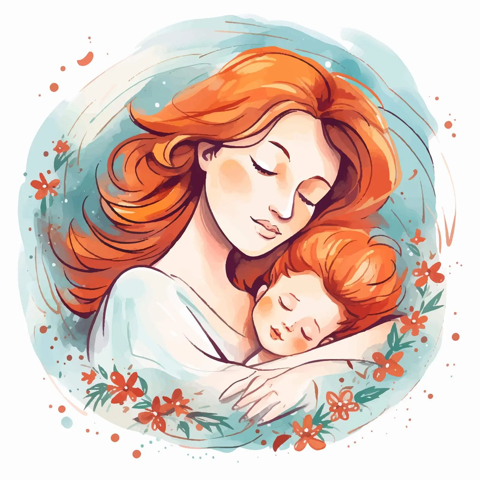 Mom and Newborn Sleeping Banner Decoration — free download from Dotvec