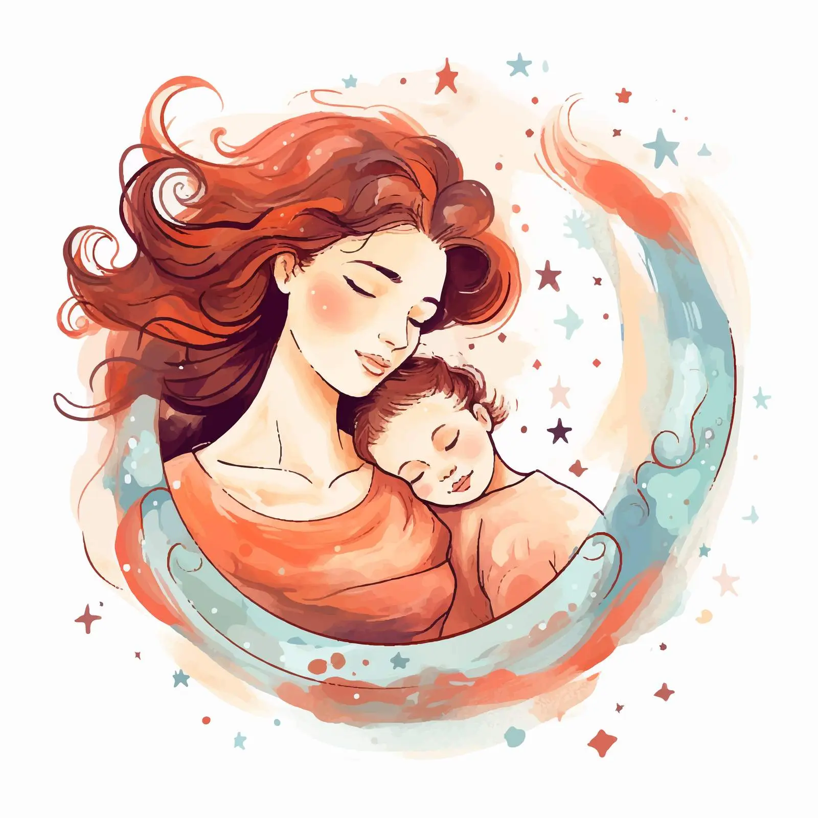 Sleepy Moments: Newborn with Mother Banner Art — free download from Dotvec