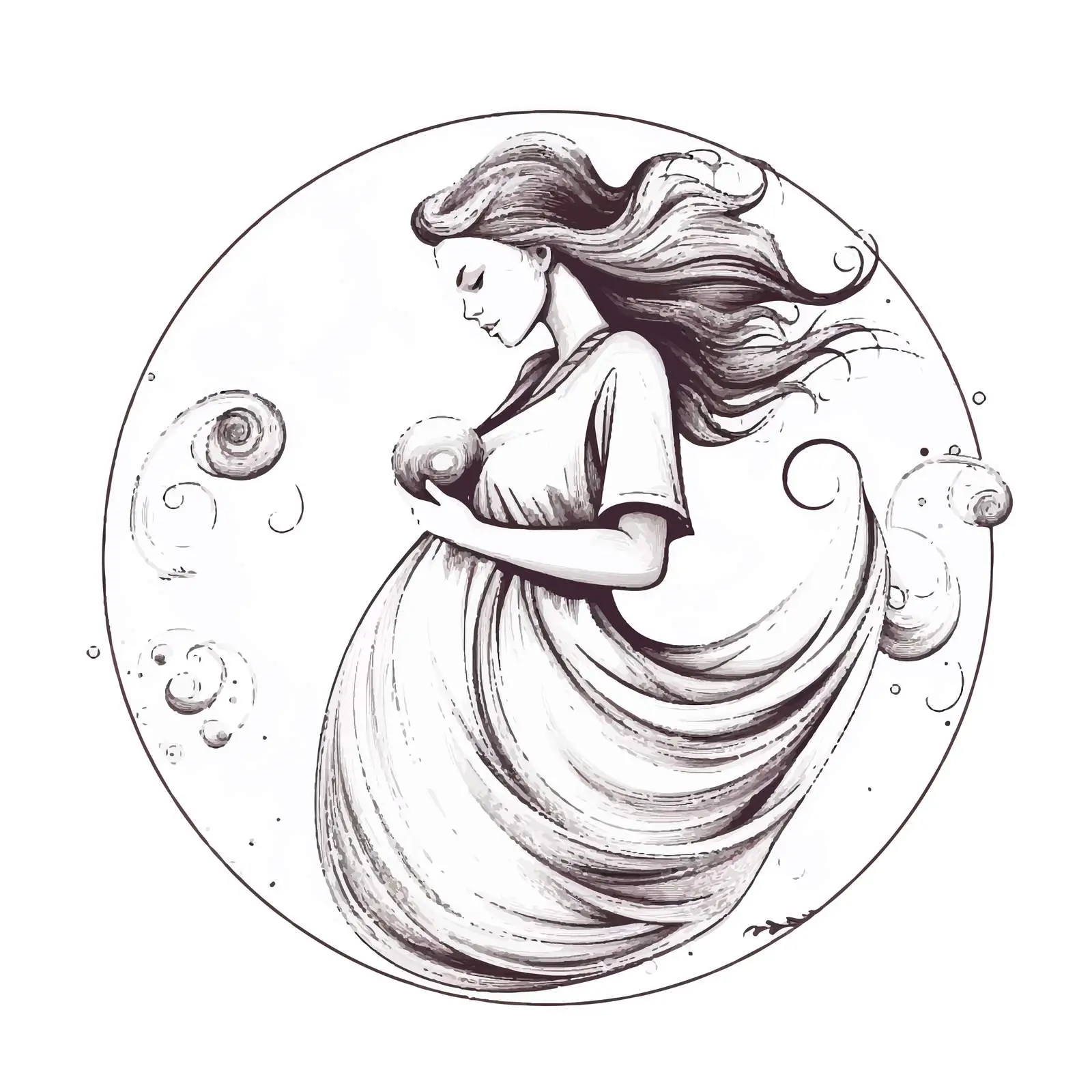 Pregnant Girl Contour Illustration for Motherhood — free download from Dotvec