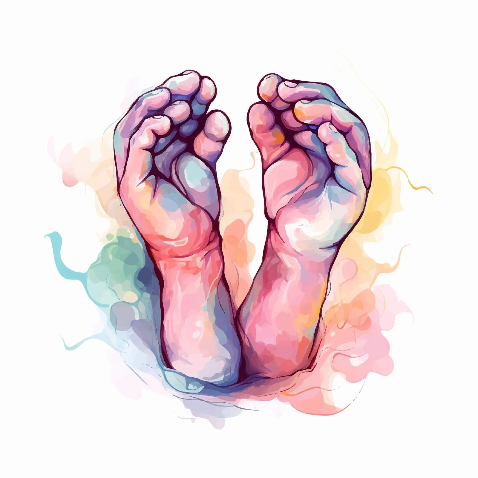 Newborn's Foot in Mother's Hand Illustration — free download from Dotvec