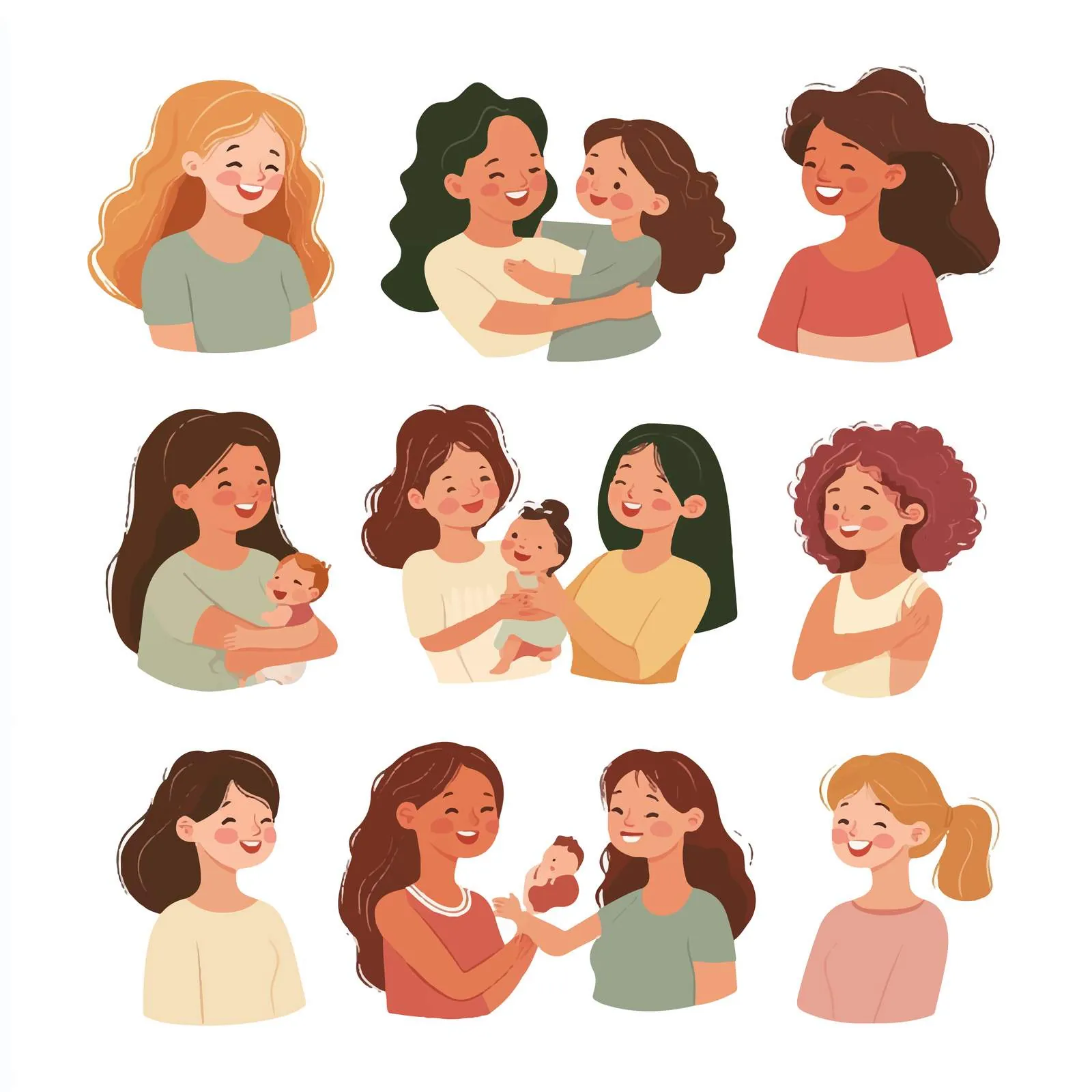 Happy Moms and Daughters Hugging Together — free download from Dotvec