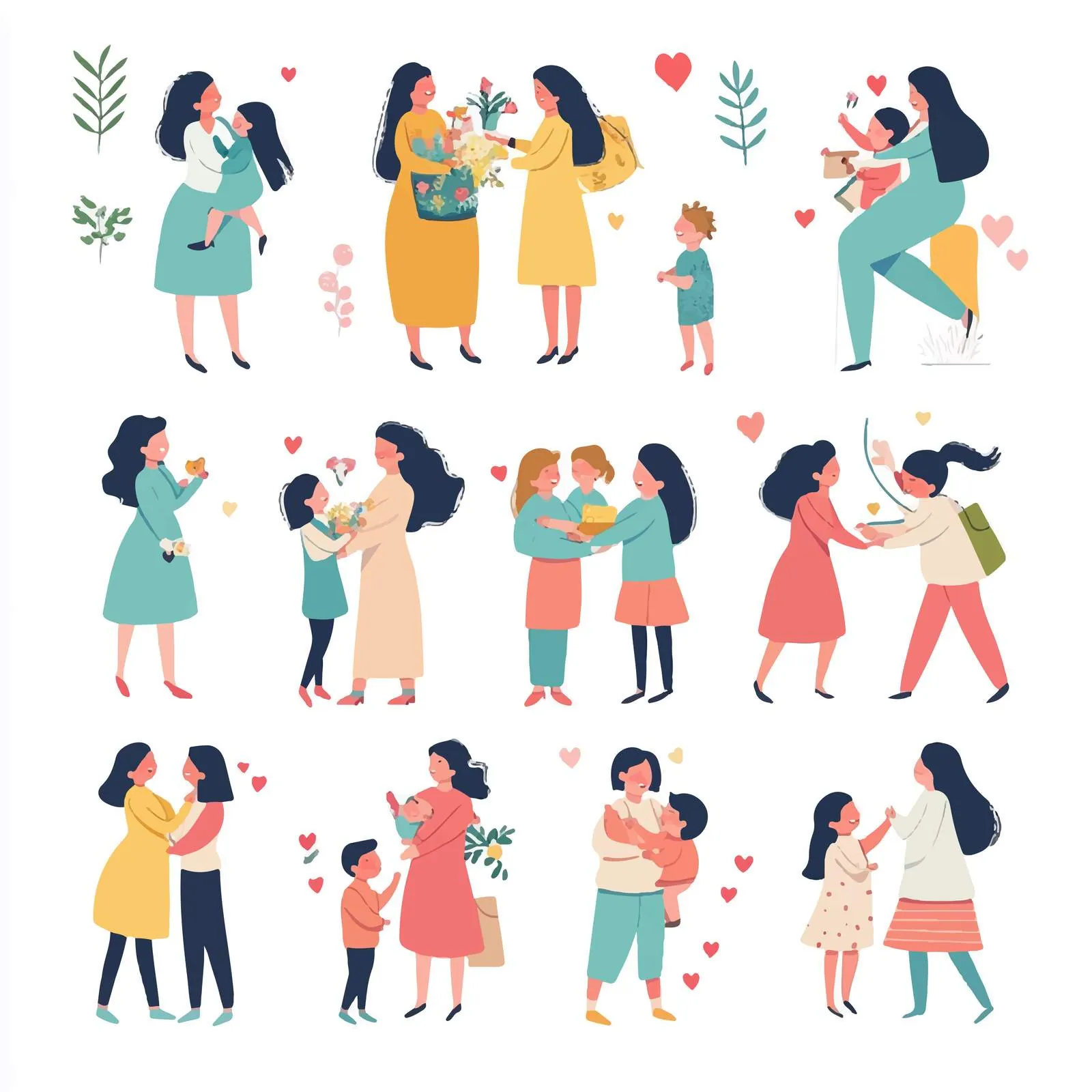Happy Moms and Daughters Hugging Together — free download from Dotvec