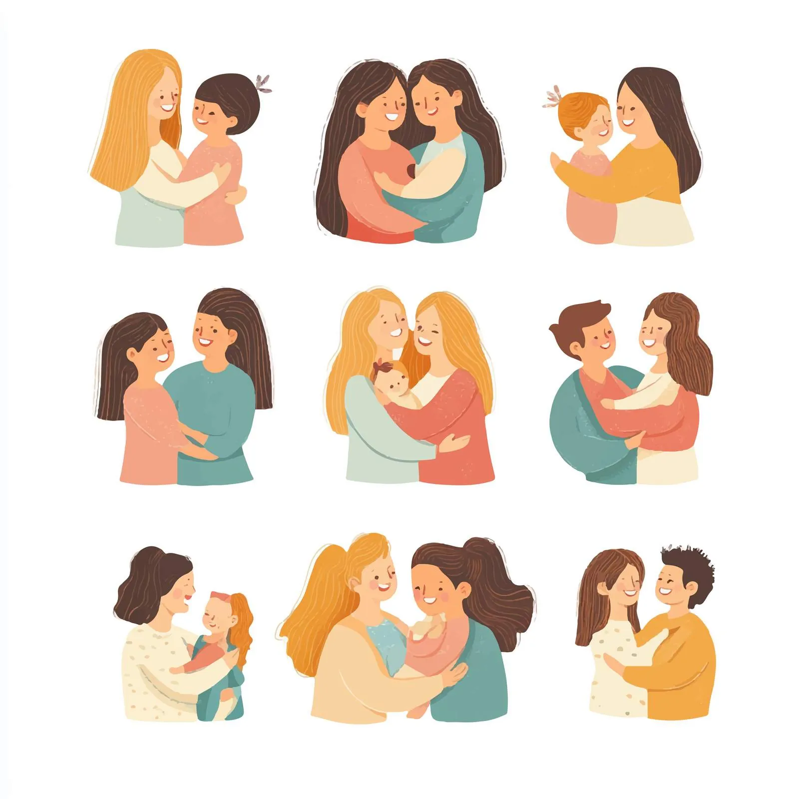 Happy Moms and Daughters Embracing — free download from Dotvec