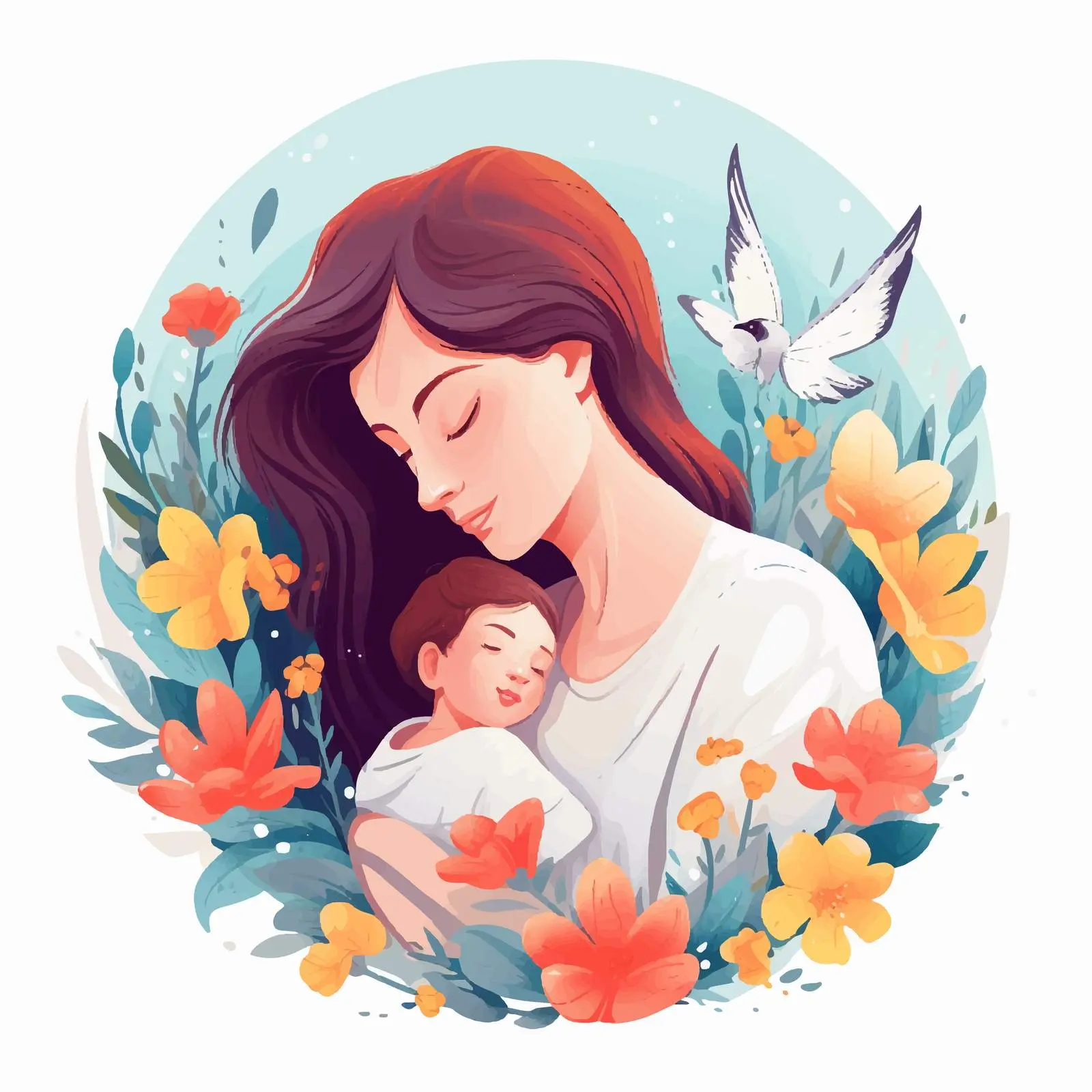 Mother's Day Postcard for Mom and Newborn — free download from Dotvec