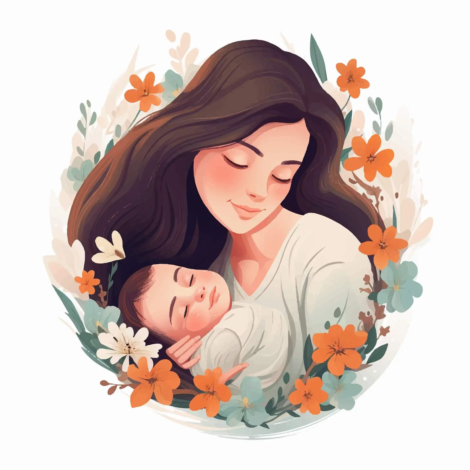 Mother's Day Postcard of Mom and Newborn — free download from Dotvec