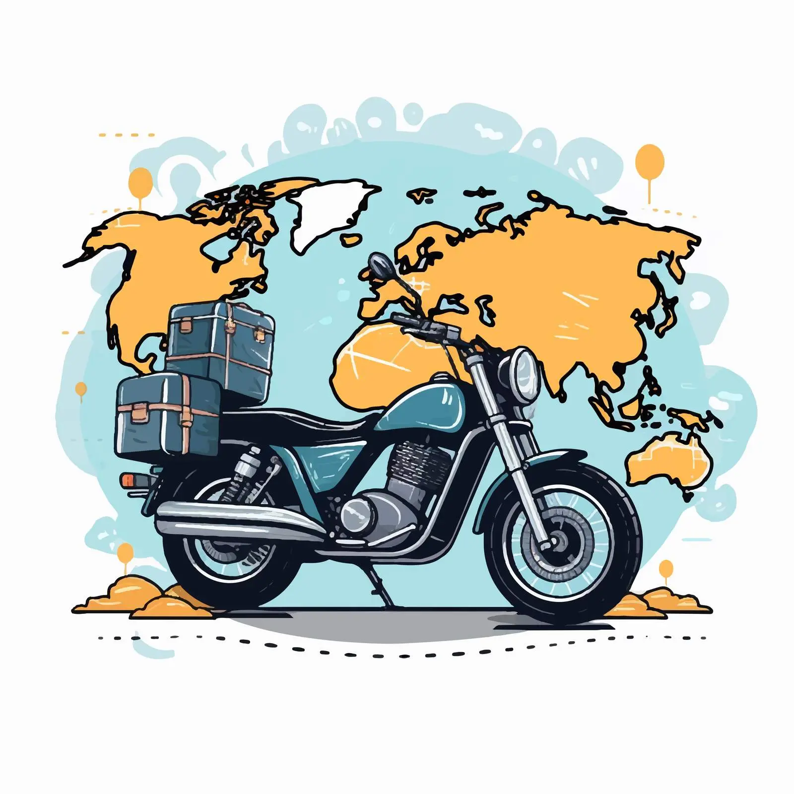 Motorcycle World Map Sphere Design for Logistics – free motorcycle image from Dotvec