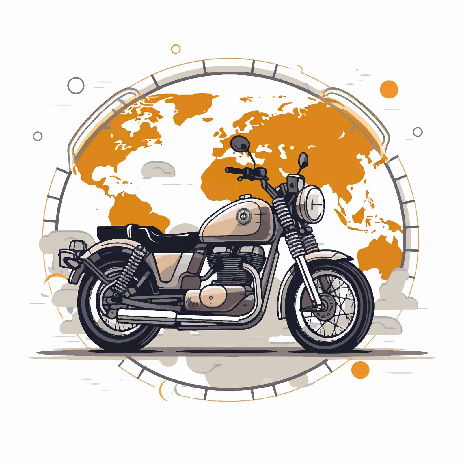 Motorcycle and World Map Sphere Design — free download from Dotvec