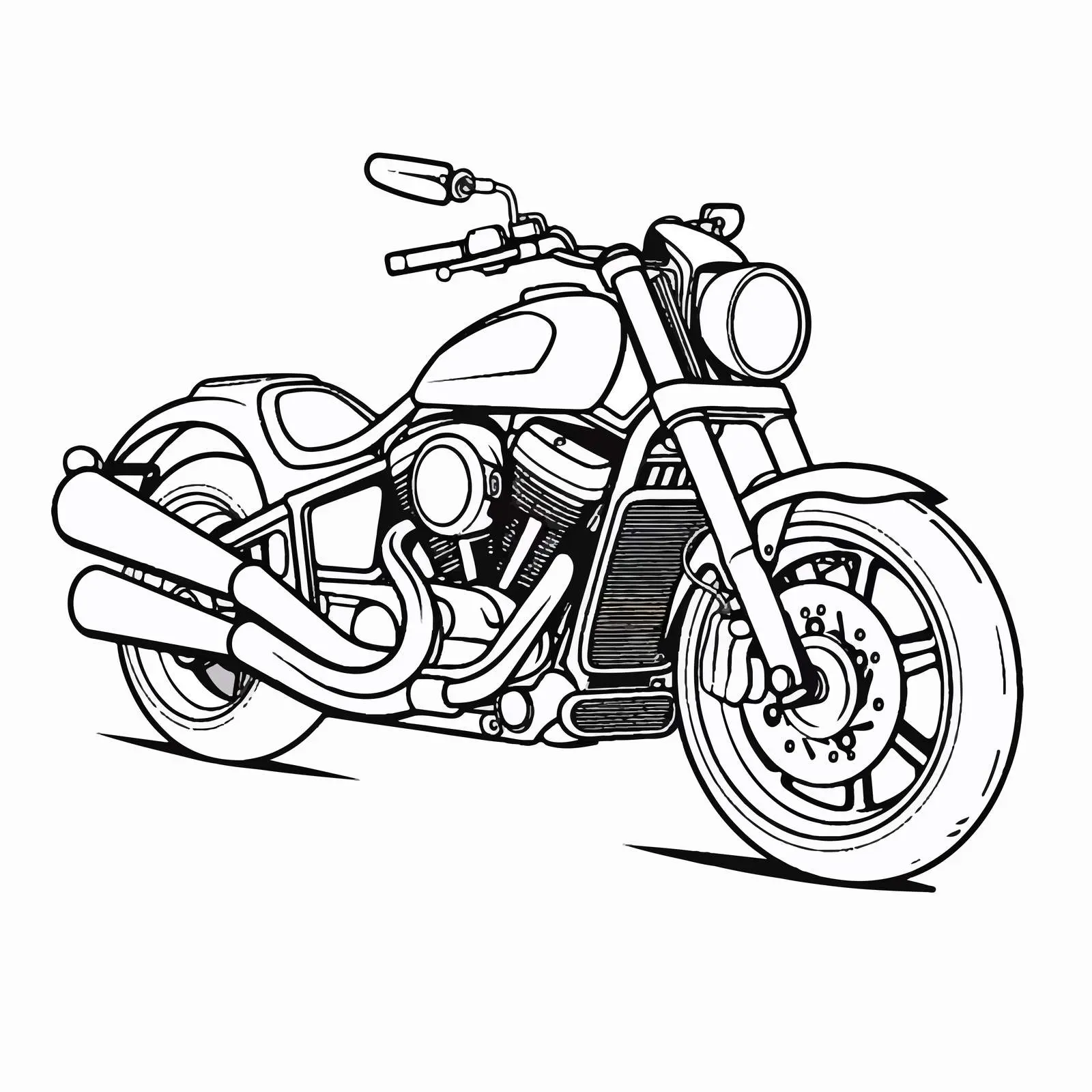 Cartoon Motorcycle Line Vector Illustration – free transportation graphics image from Dotvec