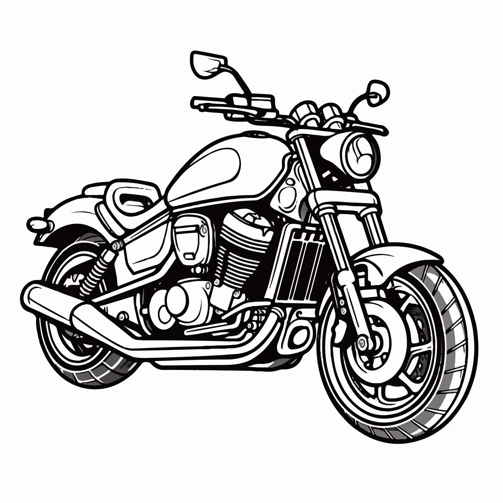 Cartoon Motorcycle Line Vector Illustration – free vehicle illustration image from Dotvec