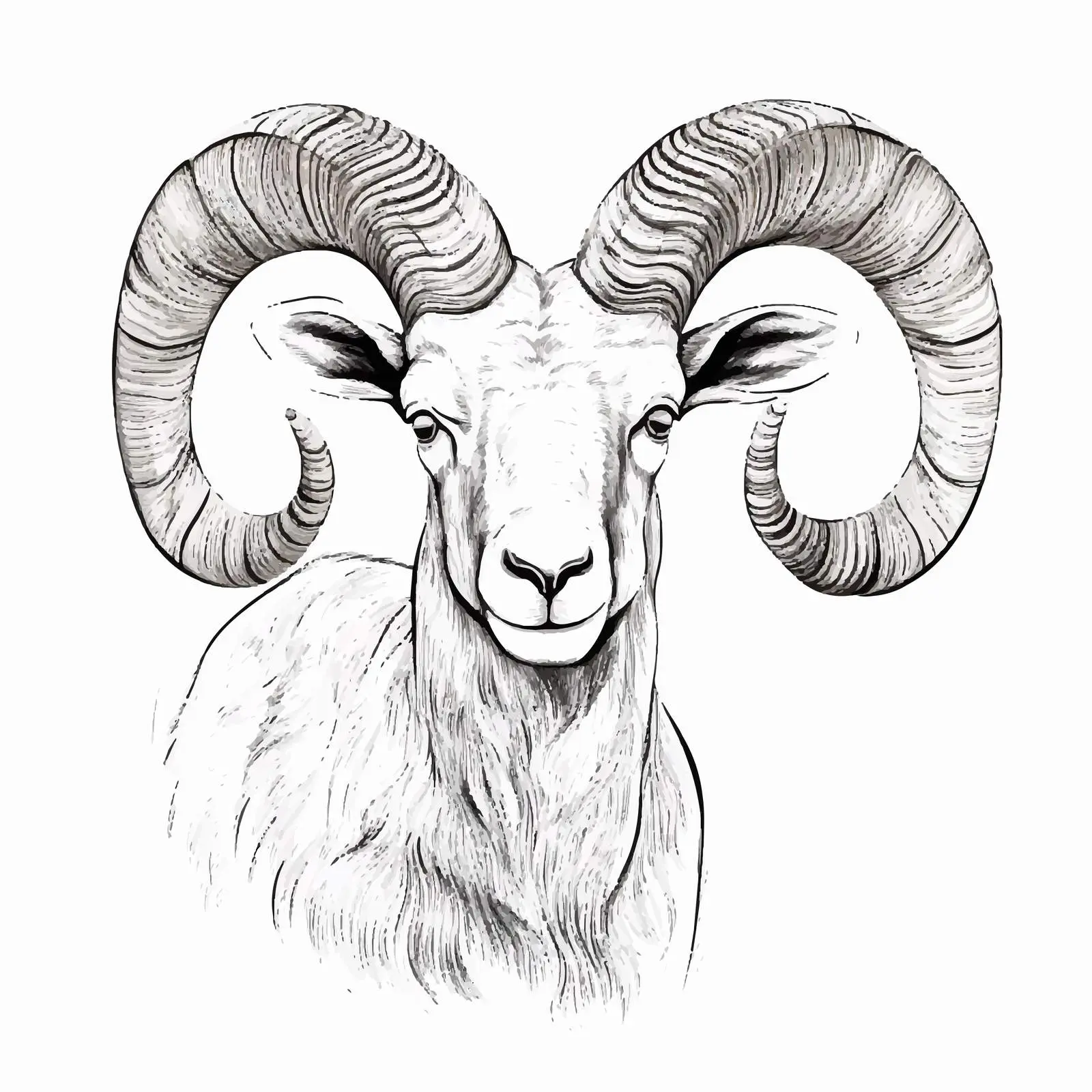 Mouflon Sketch Vector Illustration on White Background — free download from Dotvec
