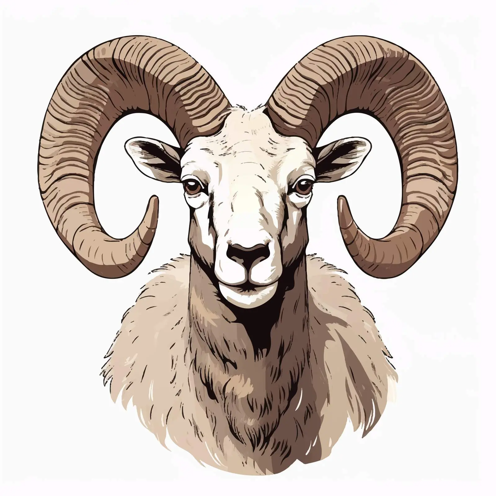 Mouflon Vector Illustration on White Background – free admiring image from Dotvec