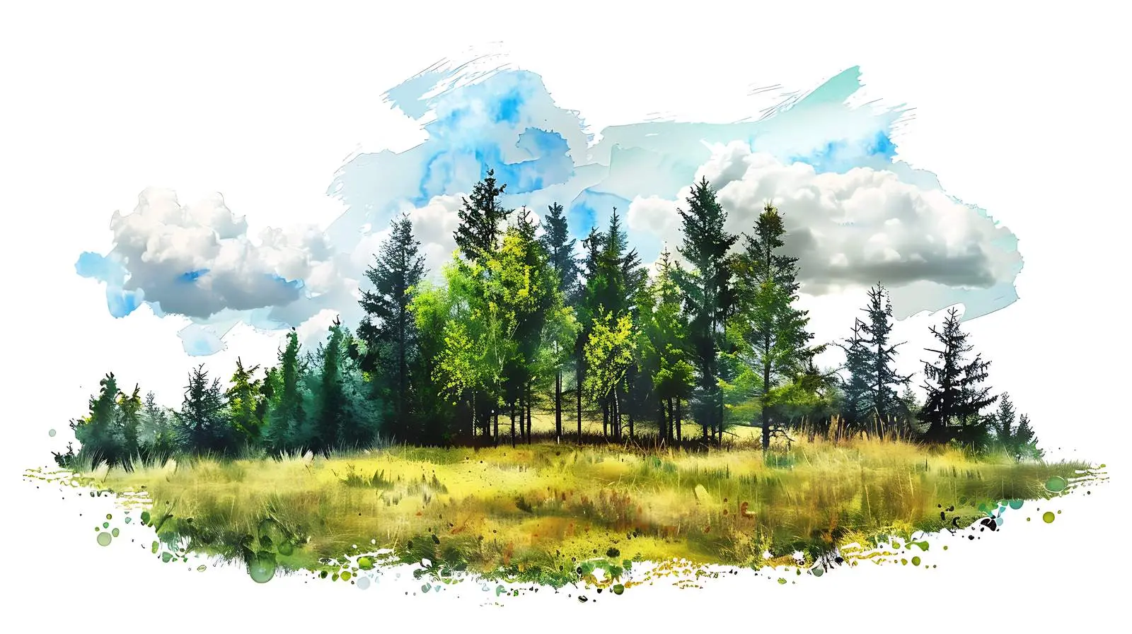 Serene Mountain Forest Landscape with Clouds – free ecosystem image from Dotvec