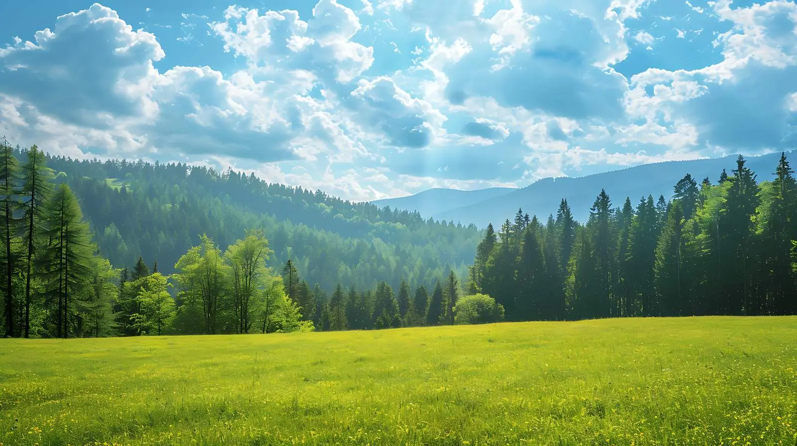 Isolated Mountain Forest Landscape with Clouds — free download from Dotvec