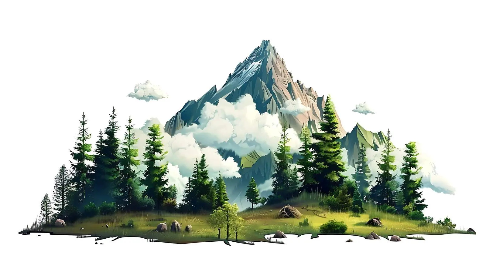 Scenic Mountain Hill Forest with Sky and Clouds — free download from Dotvec