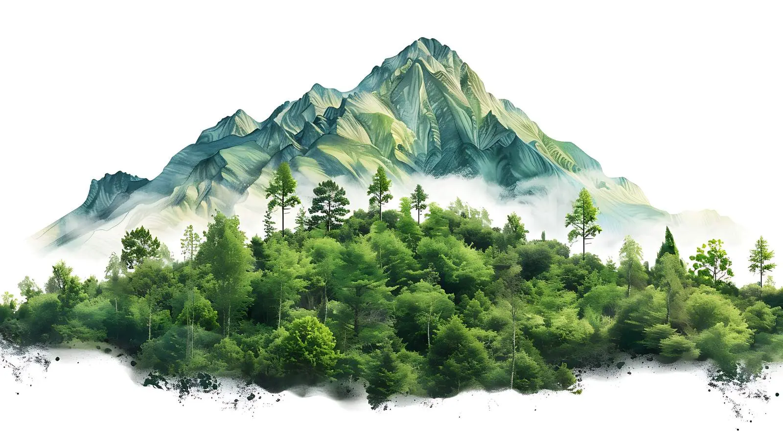 Scenic Mountain Hill Forest with Clouds – free ecosystem image from Dotvec