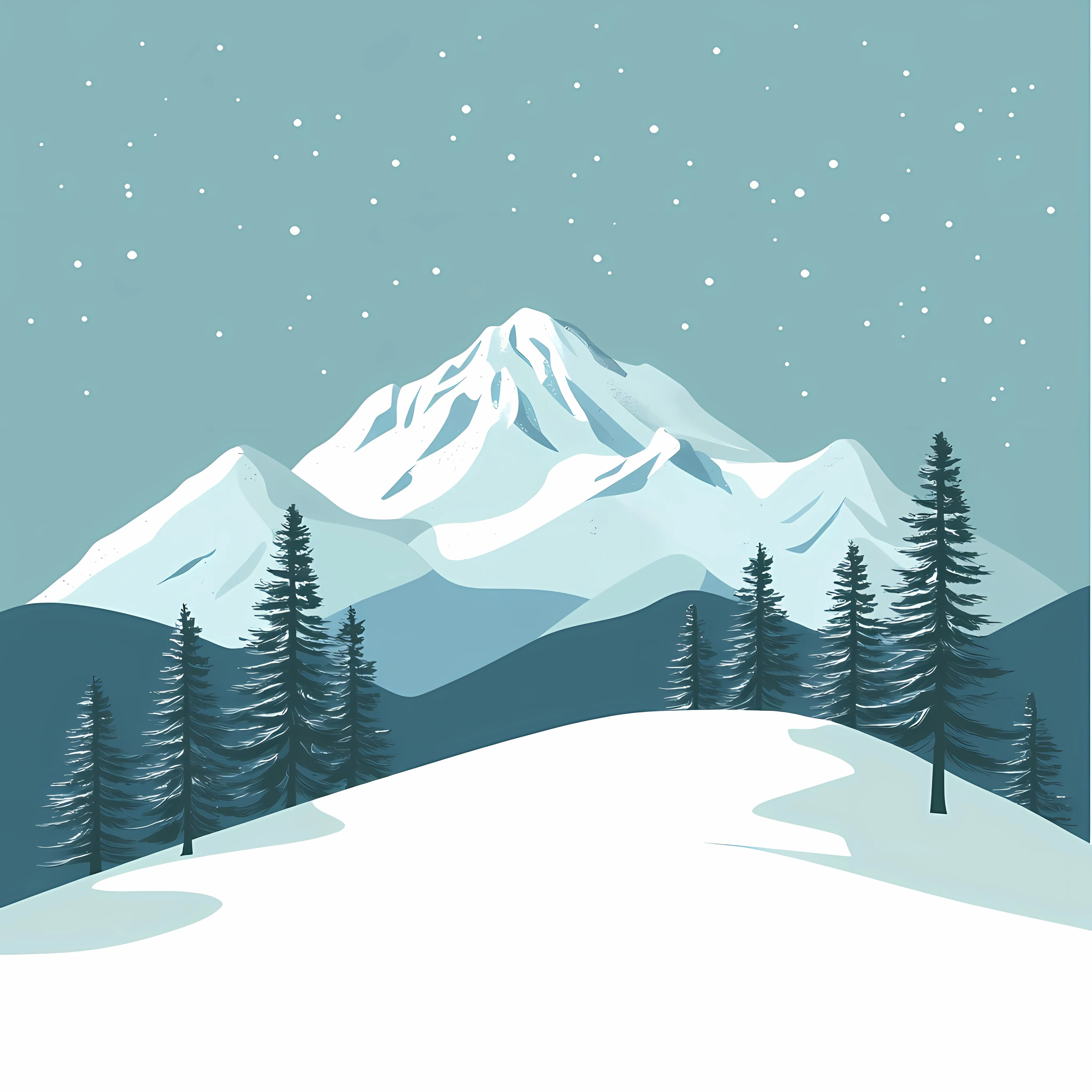 Winter Mountain Landscape with Snowy Trees — free download from Dotvec