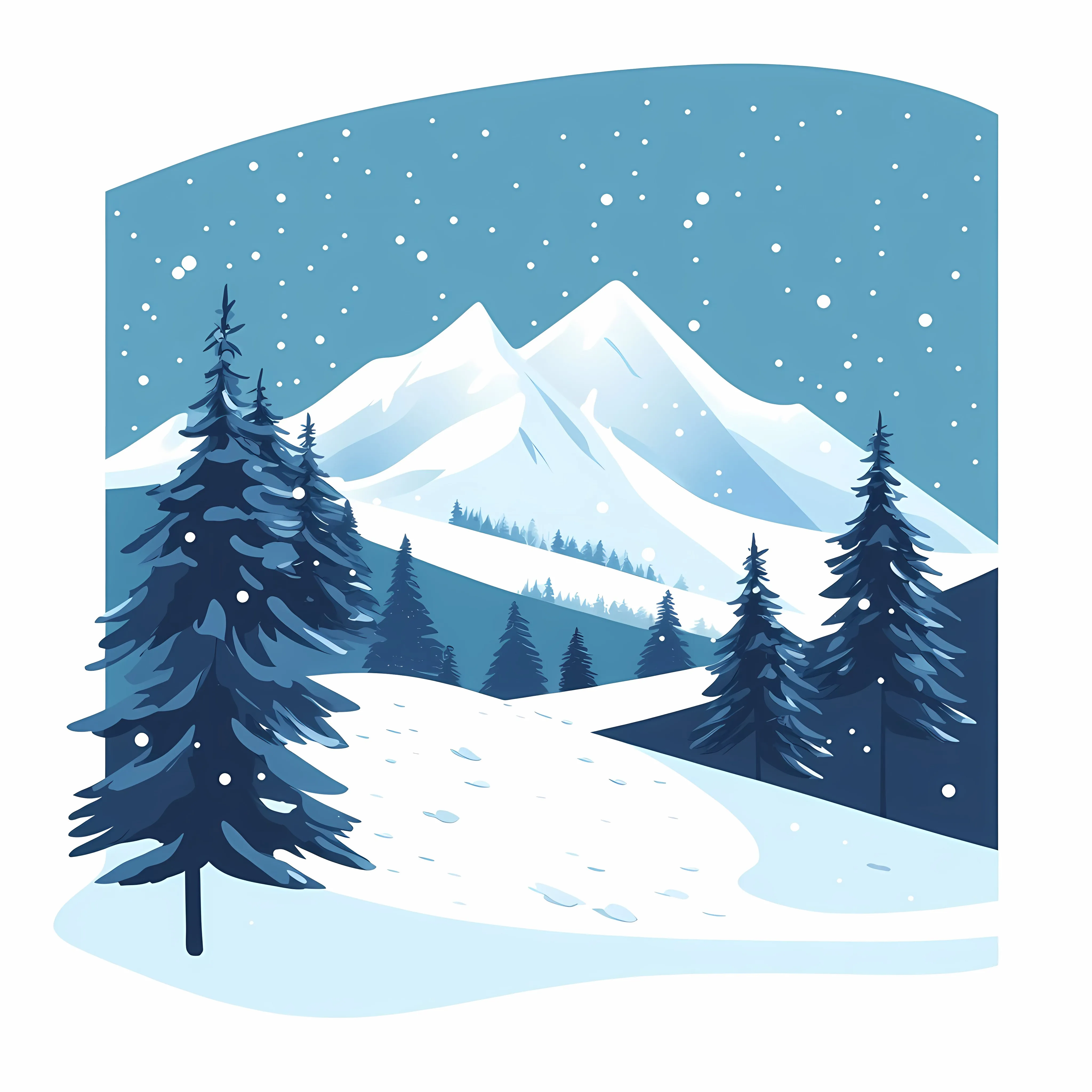 Winter Mountain Landscape with Snowy Trees Vector — free download from Dotvec