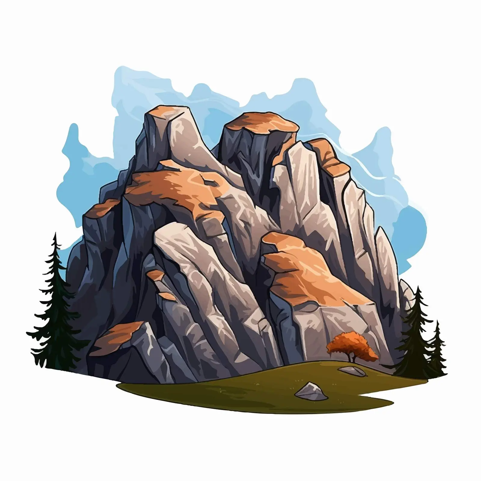 Isolated Rocky Crag on White Background — free download from Dotvec
