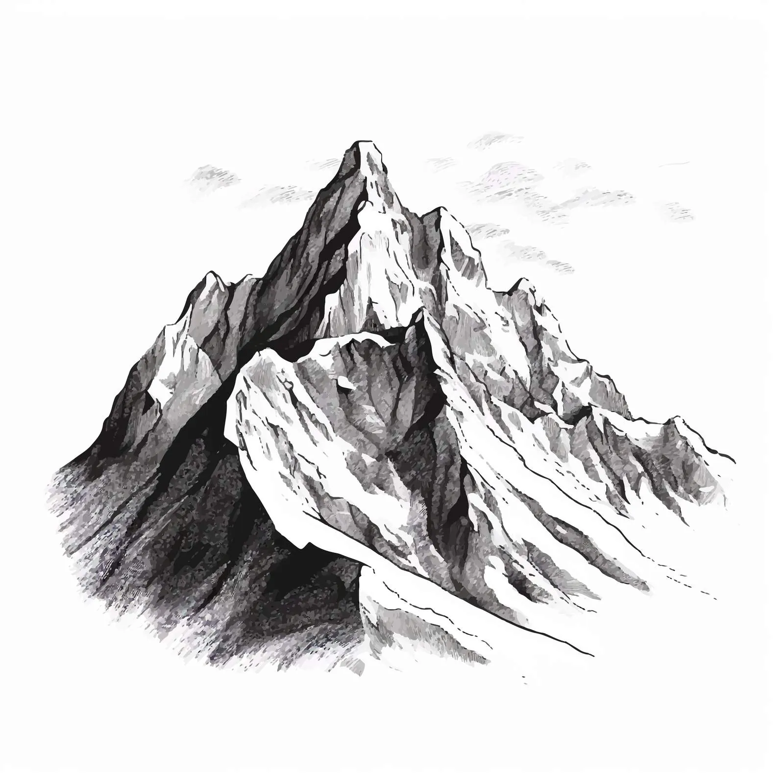 Hand-Drawn Mountain Peak with Contour Lines — free download from Dotvec