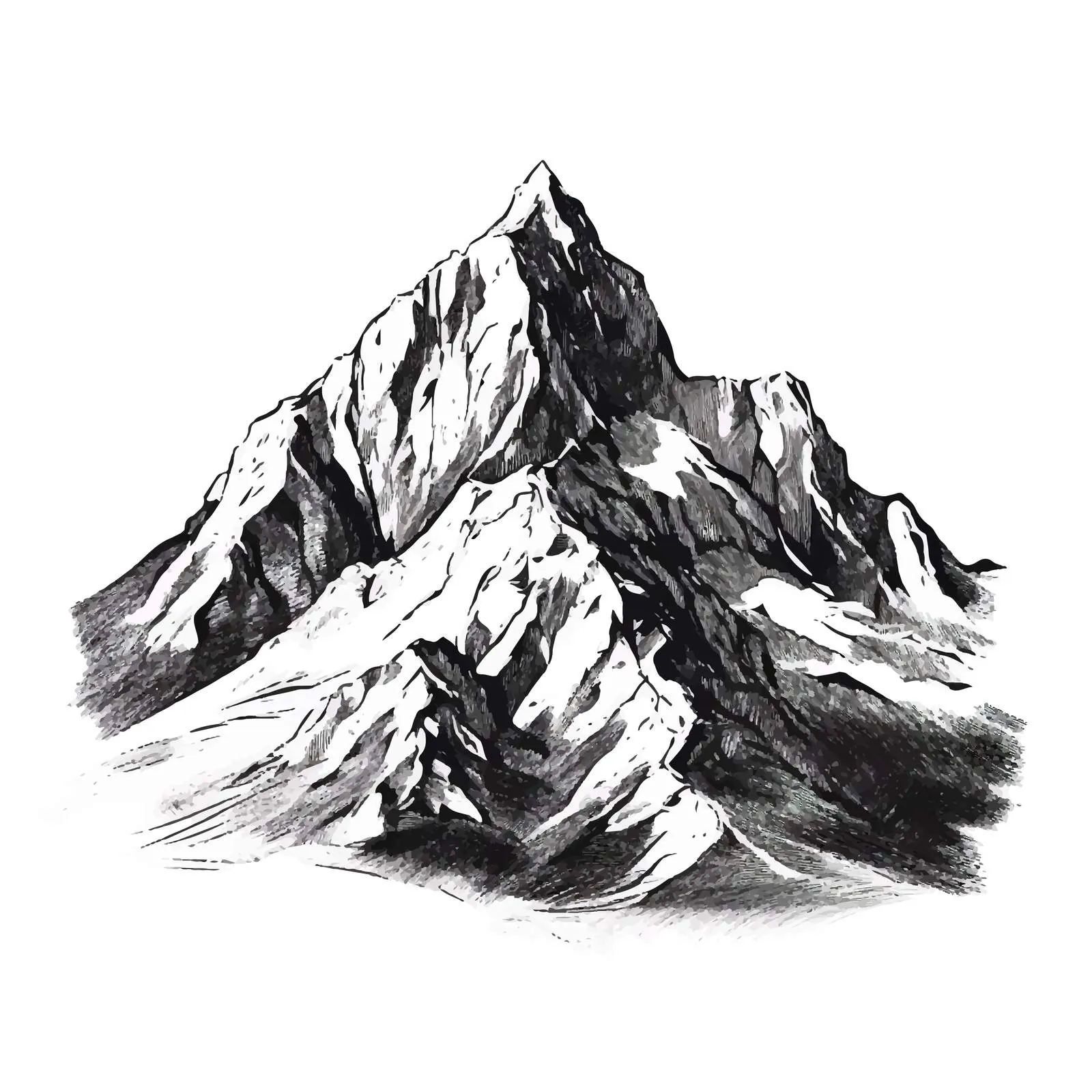 Hand Drawn Mountain Peak with Contour Lines — free download from Dotvec
